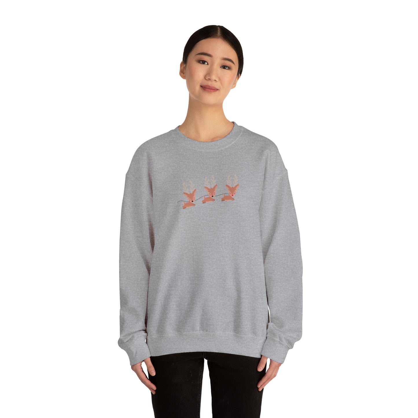 Flying Cute Reindeer Unisex Heavy Blend  Crewneck Sweatshirt