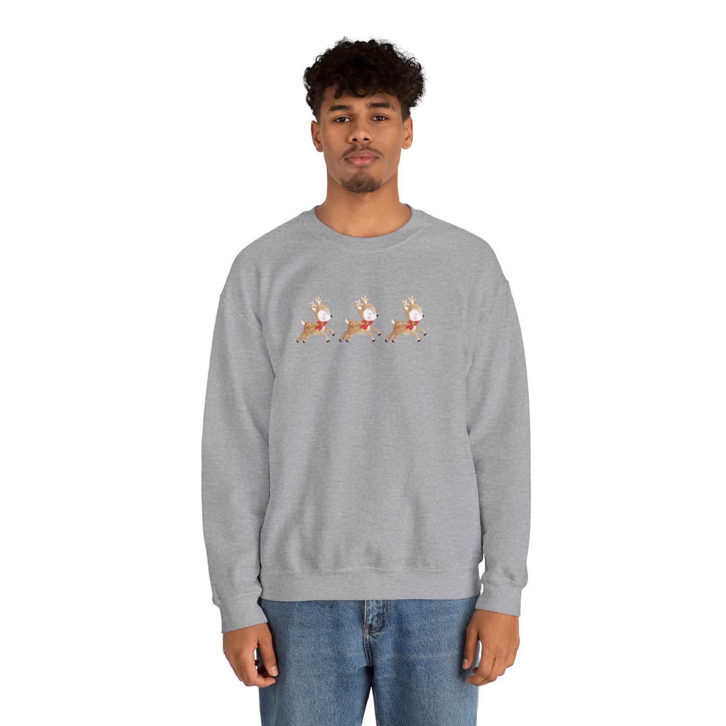 3 Reindeer Flying Unisex Heavy Blend  Crewneck Sweatshirt