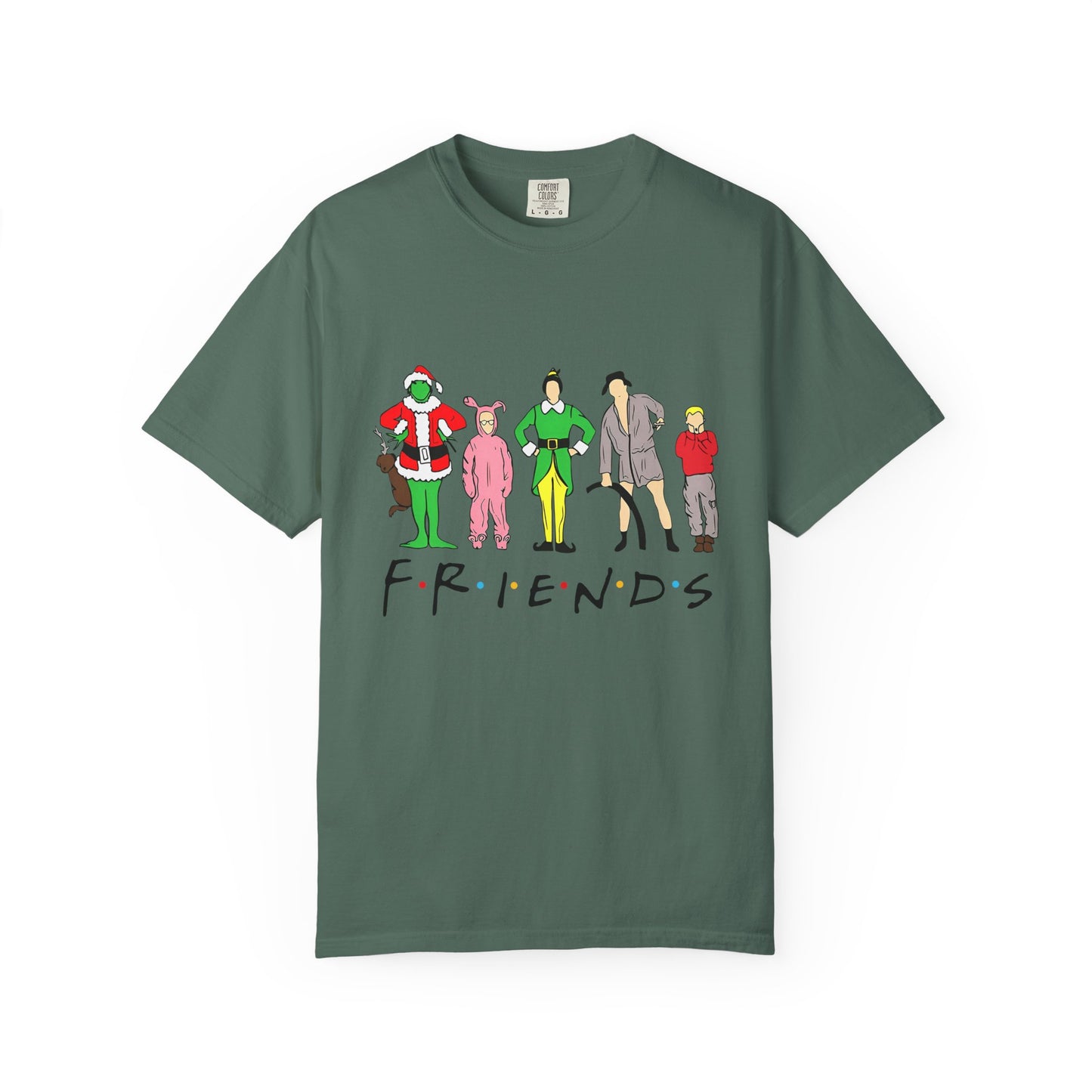 Friends Character Holiday T-shirt | Unisex Christmas Apparel, Gift for Friends Lovers, Casual Outfit, Seasonal Wear, Fan Merchandise