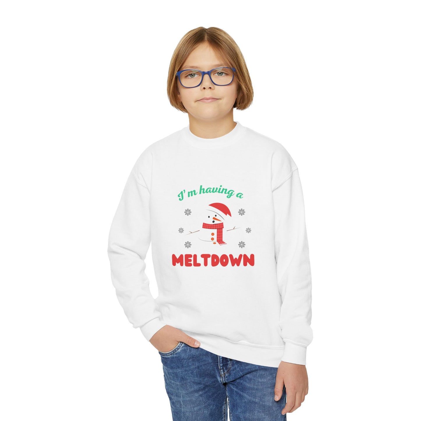 I’m having a melt down kids Holiday Sweatshirt, Fun Christmas Gift, Kids Sweater, Festive Crewneck, Winter Comfort Wear, Humorous Holiday Apparel