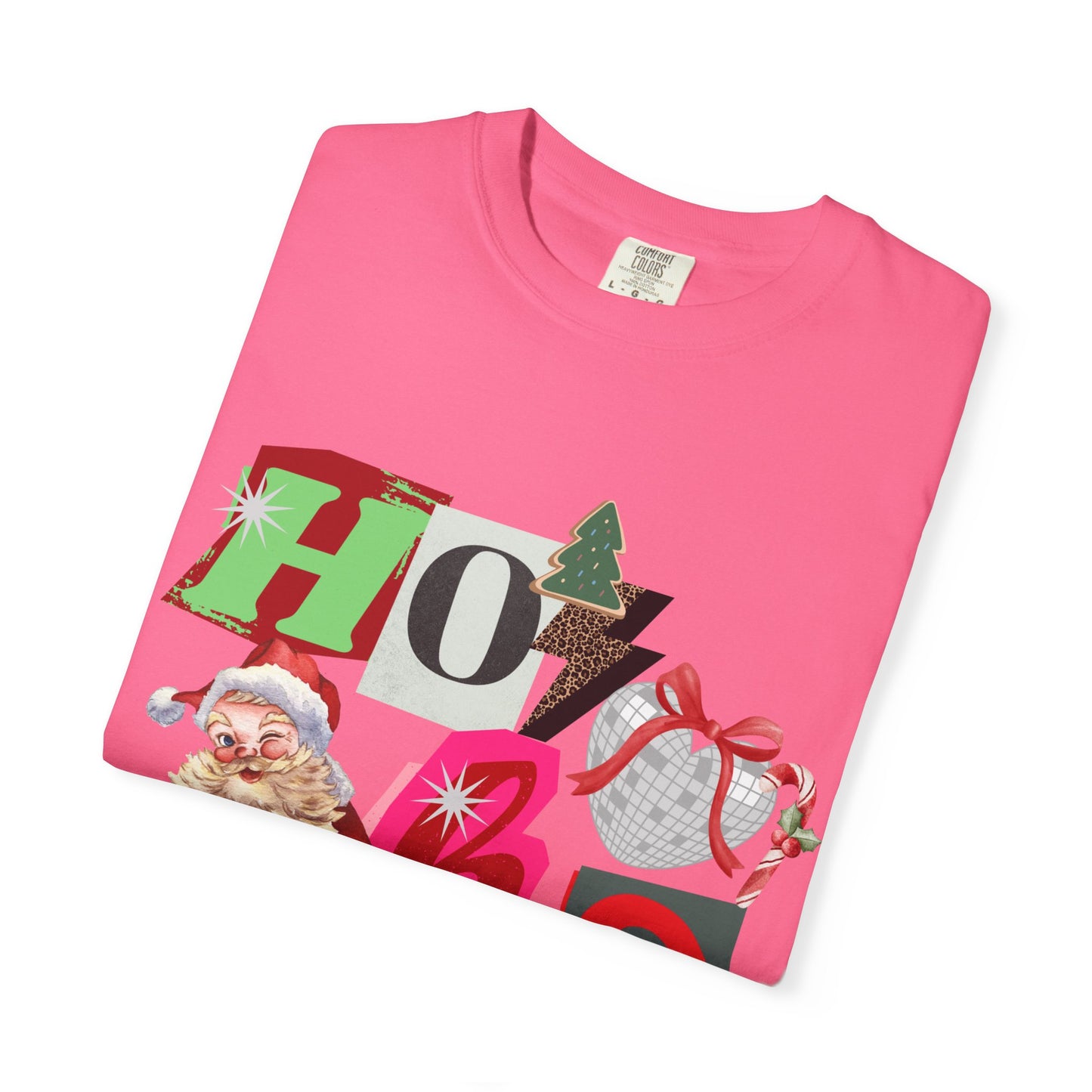 Ho Ho Ho Retro Christmas collage comfort colors Unisex T-Shirt | Festive Gift, Christmas Apparel, Santa Design, Casual Wear, Unisex Holiday Tee