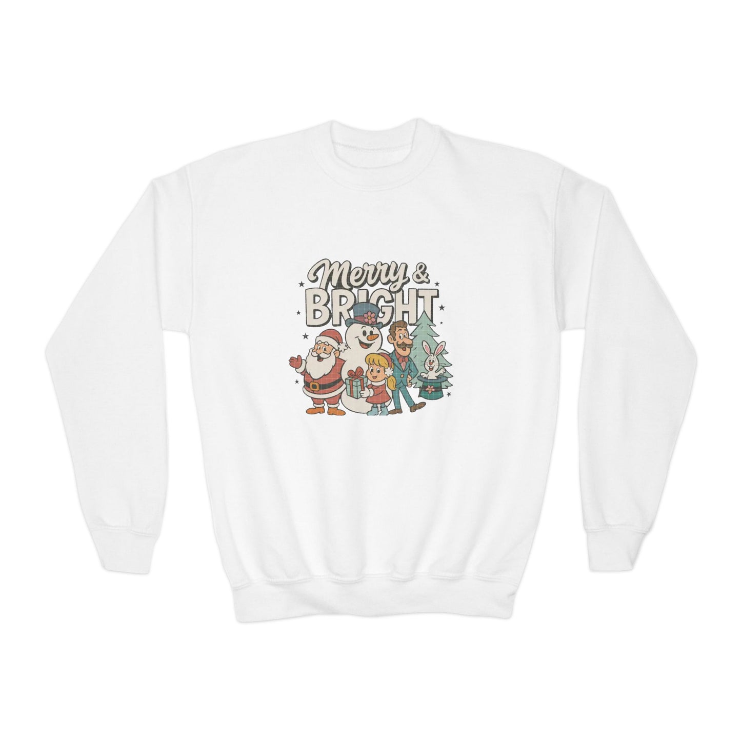 Youth Merry & Bright Sweatshirt, Kids Christmas Sweatshirt, Festive Crewneck, Holiday Gift for Children, Winter Apparel