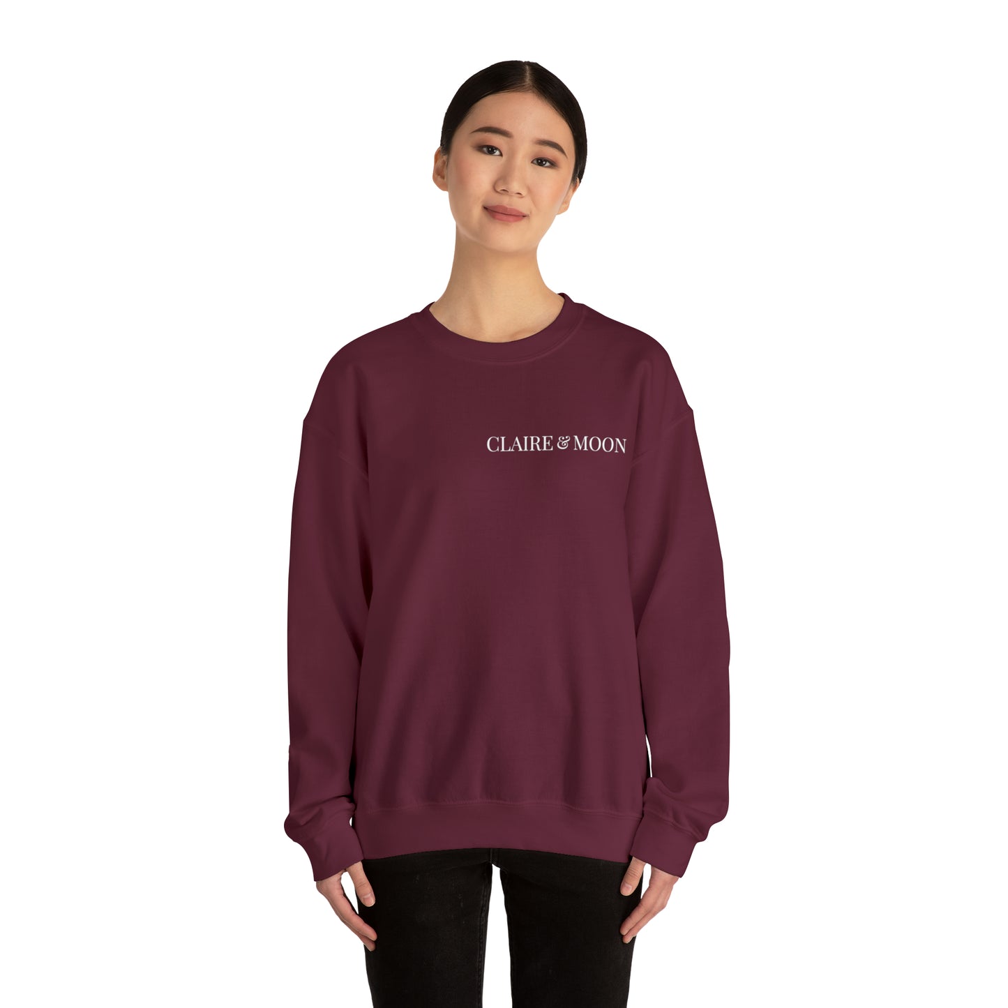Claireandmoon White Logo Unisex Heavy Blend™ Crewneck Sweatshirt