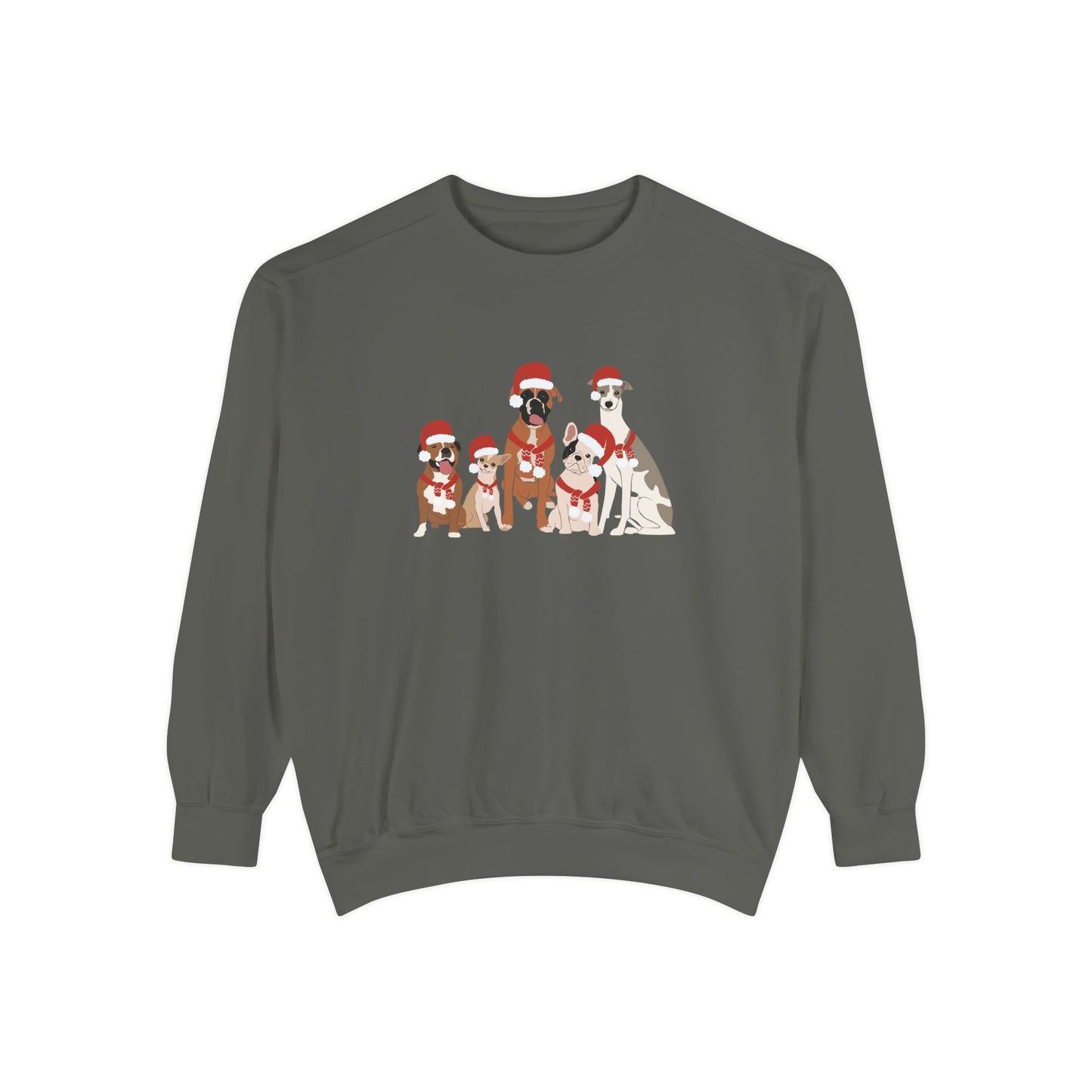 Santa Dogs Comfort colors Sweatshirt, Cozy Holiday Apparel, Pet Lover Gift, Christmas Sweater, Unisex Sweatshirt, Cute Dog Design