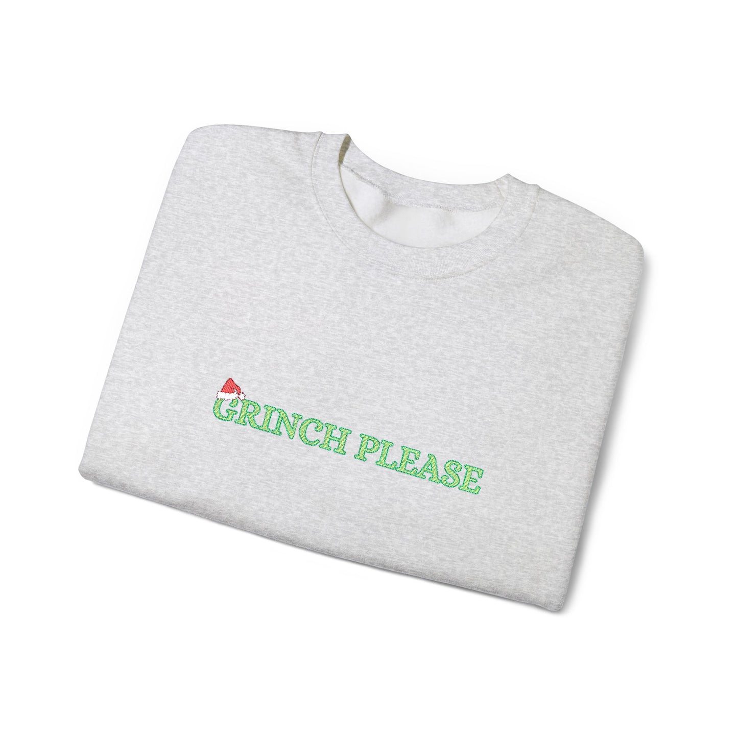 Grinch Please Embroidery Gildan Crewneck Sweatshirt, Funny Holiday Gift, Christmas Apparel, Cozy Pullover, Unisex Sweatshirt