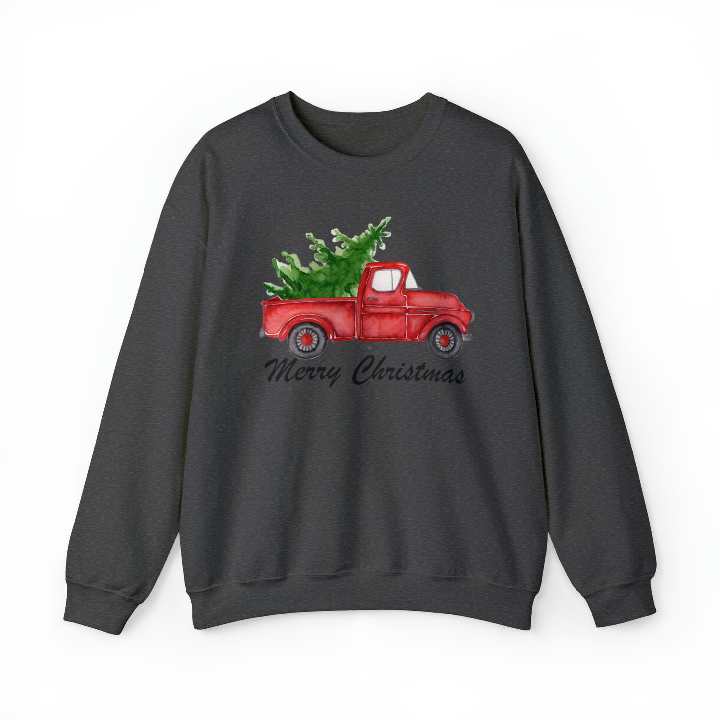Merry Christmas Red Truck Unisex Heavy Blend Crewneck Sweatshirt
