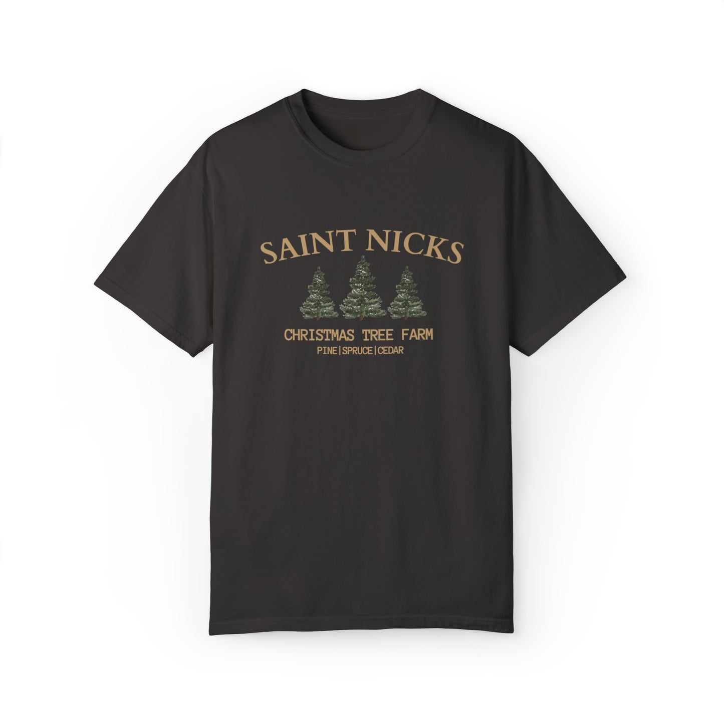 Saint Nicks Christmas Trees Unisex Garment-Dyed T-shirt