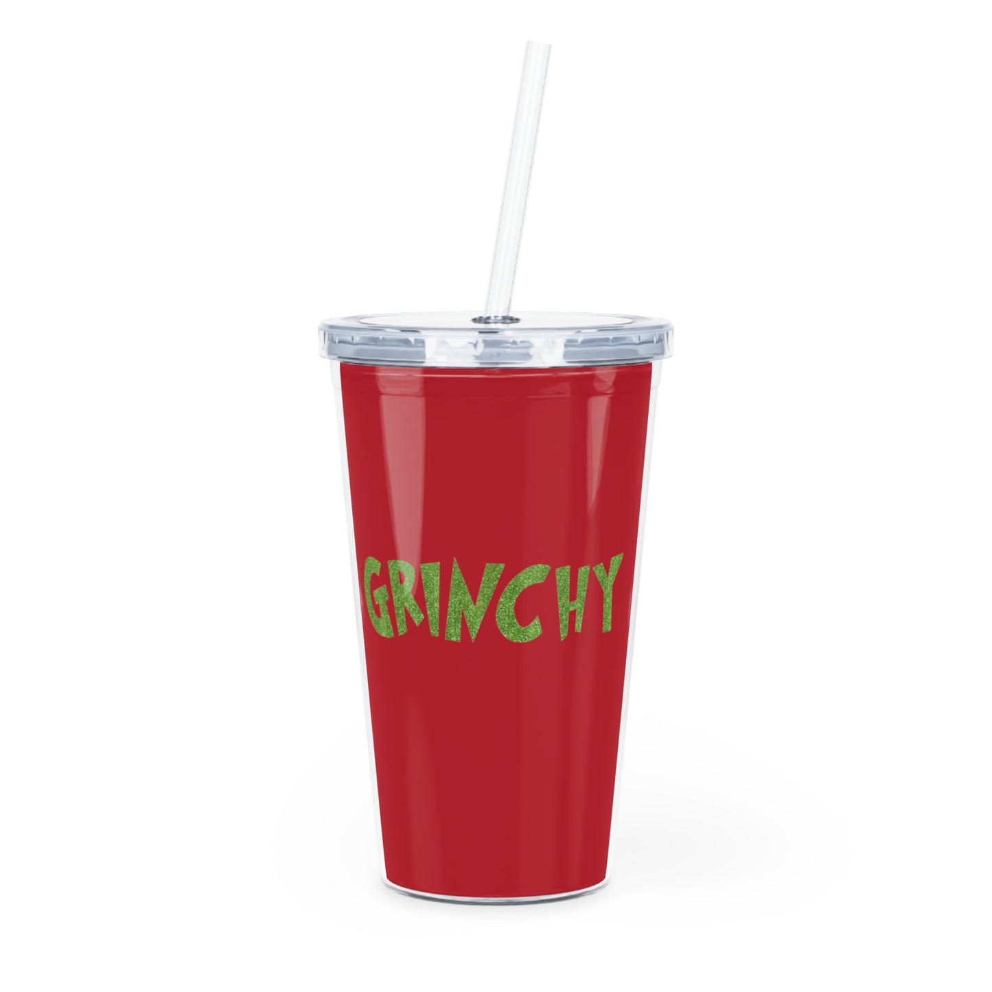 Grinchy Plastic Tumbler with Straw