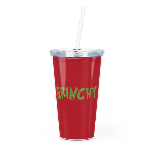 Grinchy Plastic Tumbler with Straw