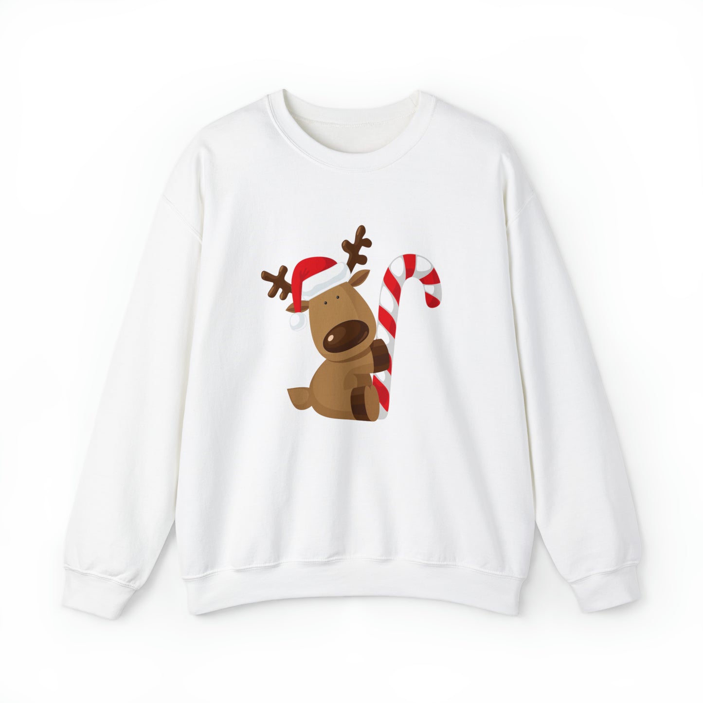 Reindeer Candy Cane Unisex Heavy Blend Crewneck Sweatshirt