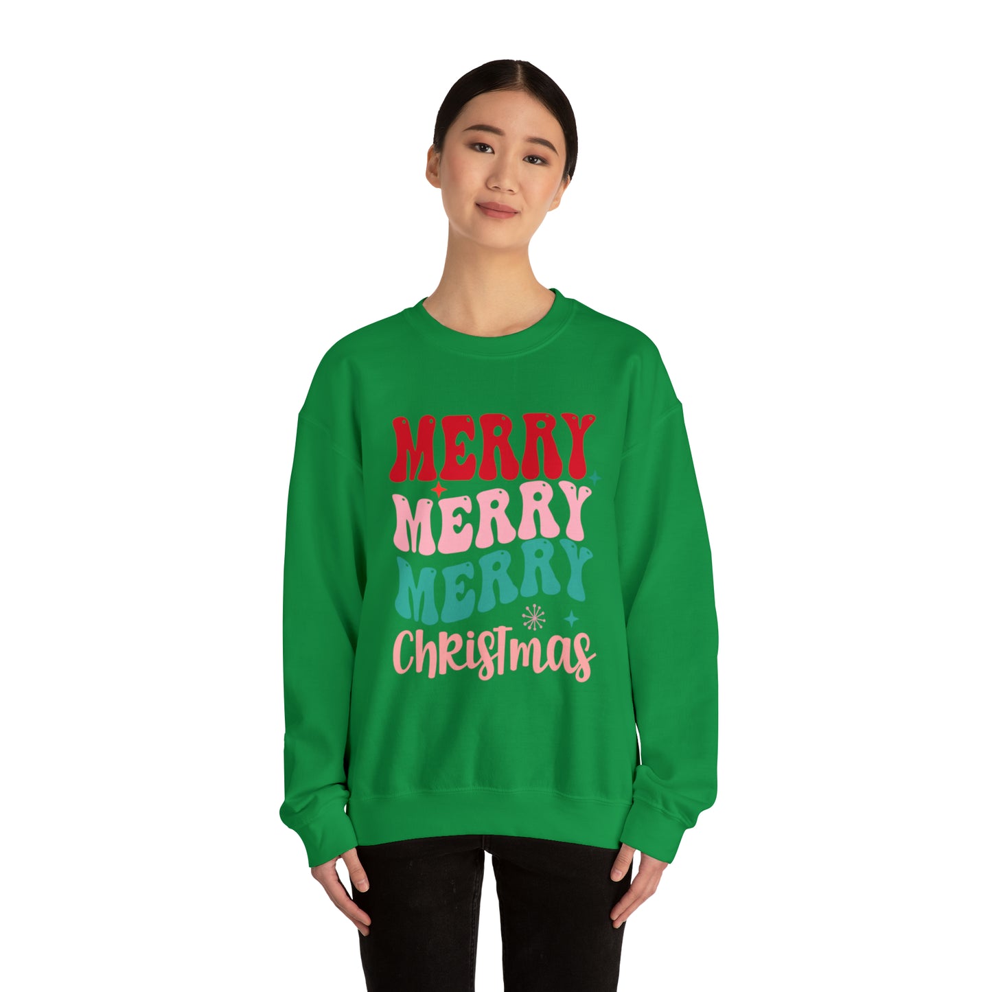Merry Merry Merry Christmas Unisex Heavy BlendCrewneck Sweatshirt