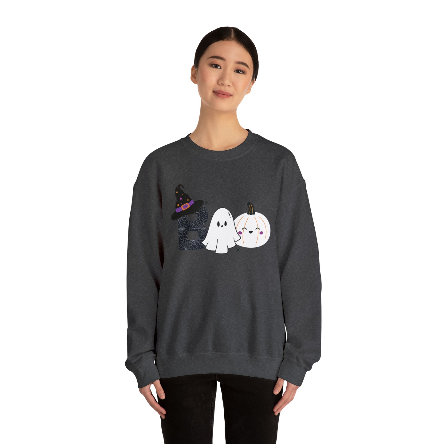 Boo Ghost And Pumpkins Unisex Heavy Blend Crewneck Sweatshirt