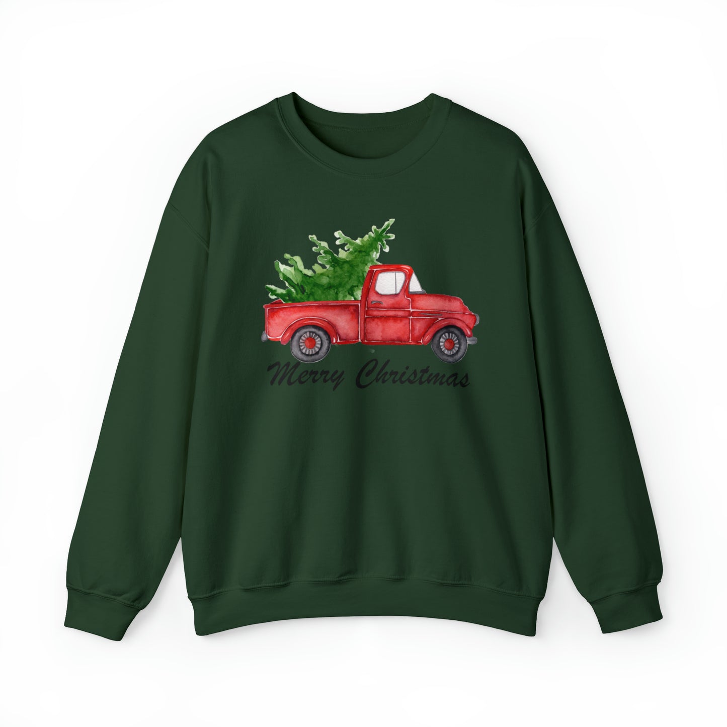 Merry Christmas Red Truck Unisex Heavy Blend Crewneck Sweatshirt