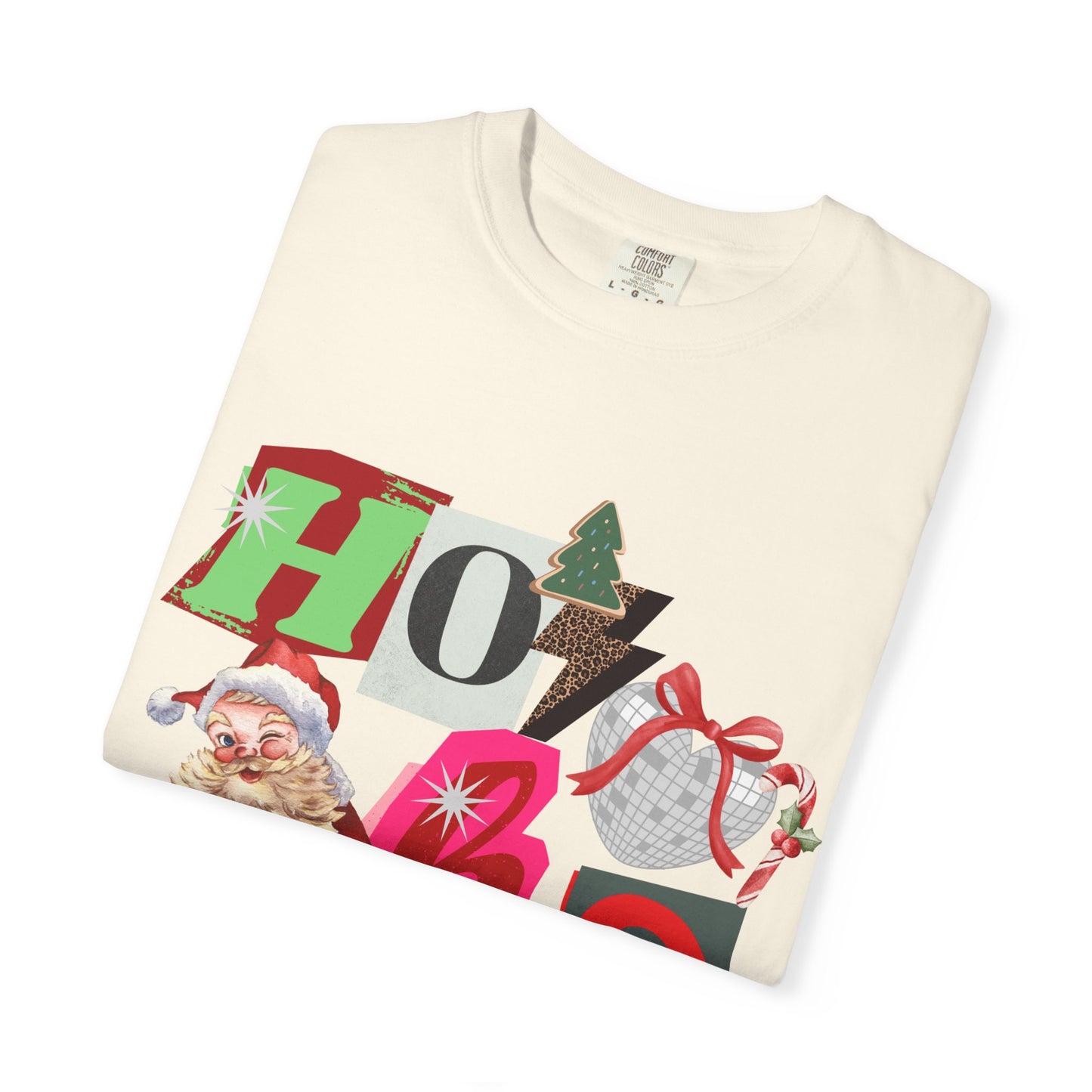 Ho Ho Ho Retro Christmas collage comfort colors Unisex T-Shirt | Festive Gift, Christmas Apparel, Santa Design, Casual Wear, Unisex Holiday Tee