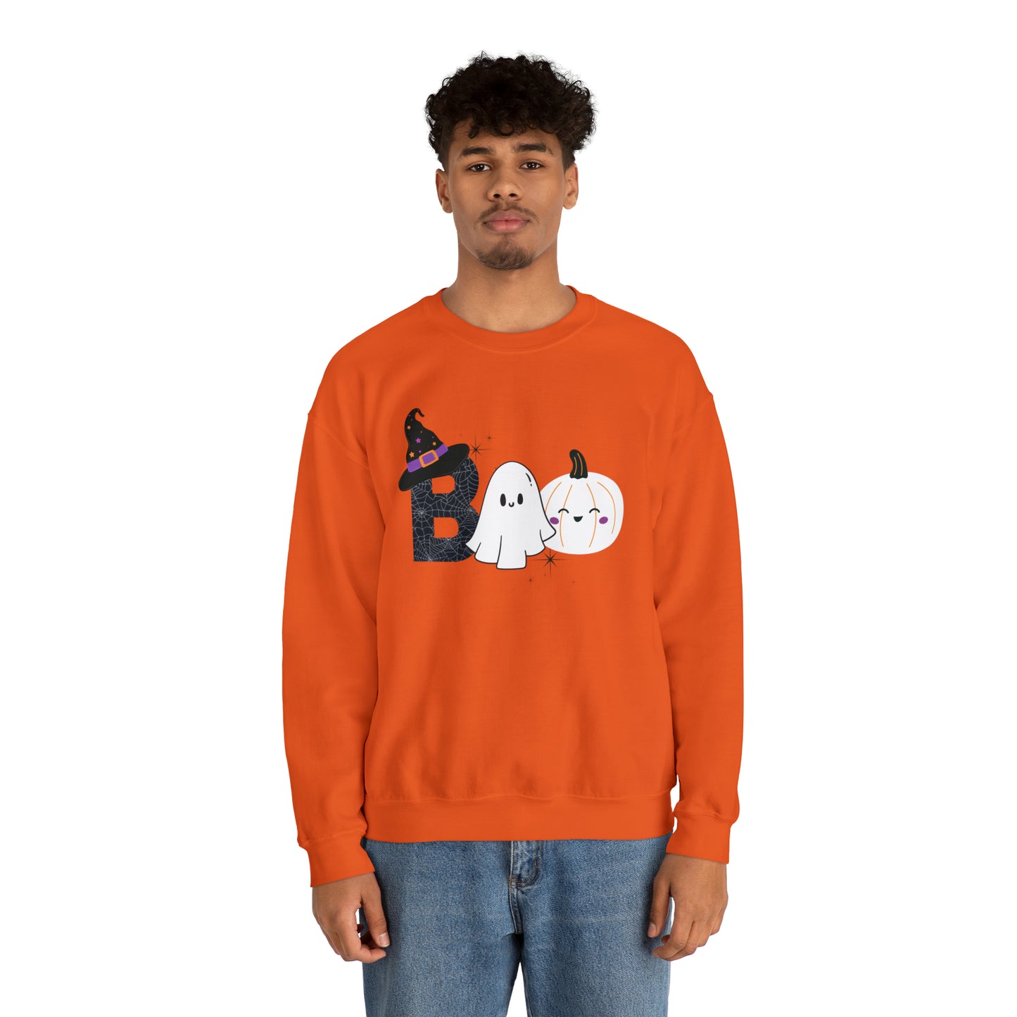 Boo Ghost And Pumpkins Unisex Heavy Blend Crewneck Sweatshirt