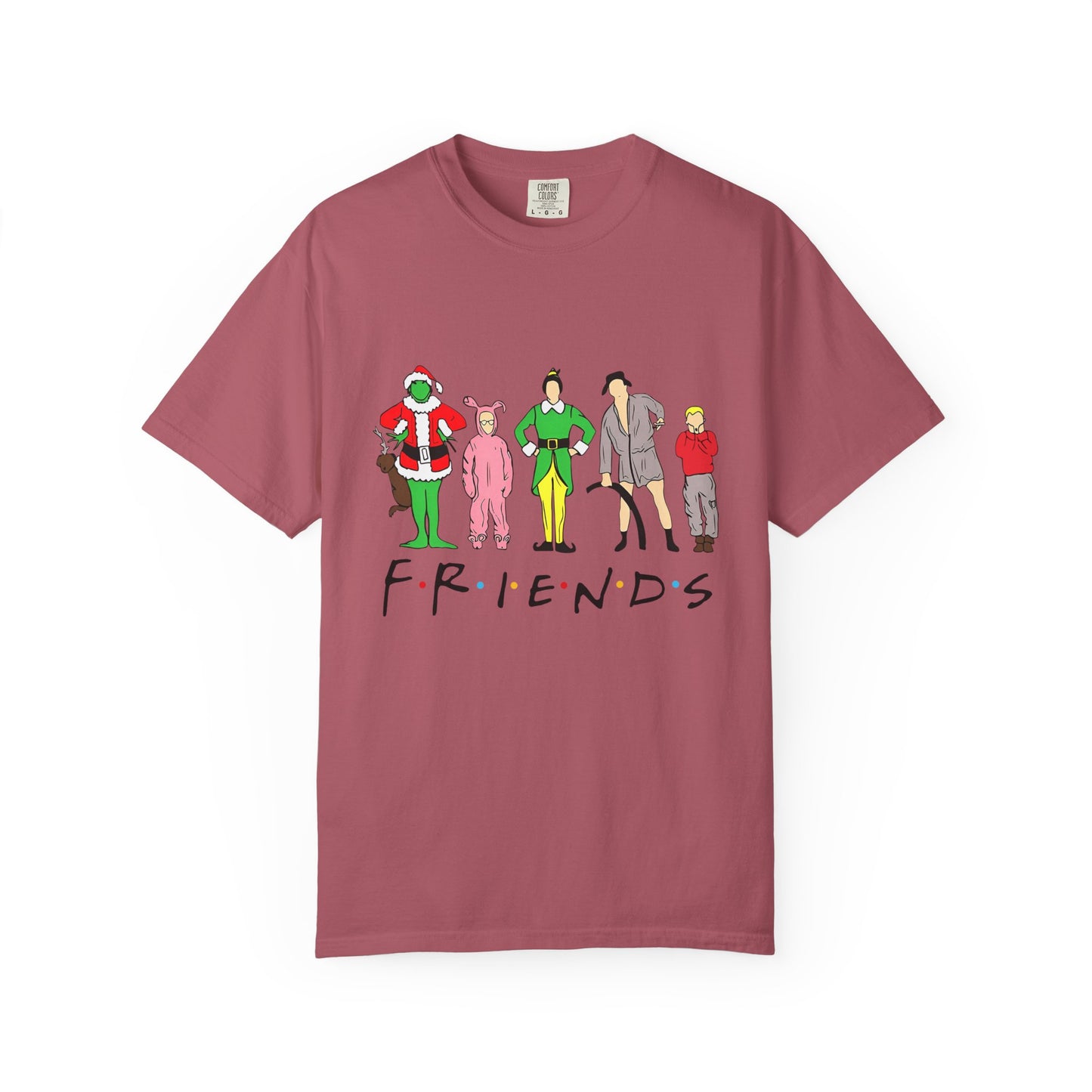 Friends Character Holiday T-shirt | Unisex Christmas Apparel, Gift for Friends Lovers, Casual Outfit, Seasonal Wear, Fan Merchandise