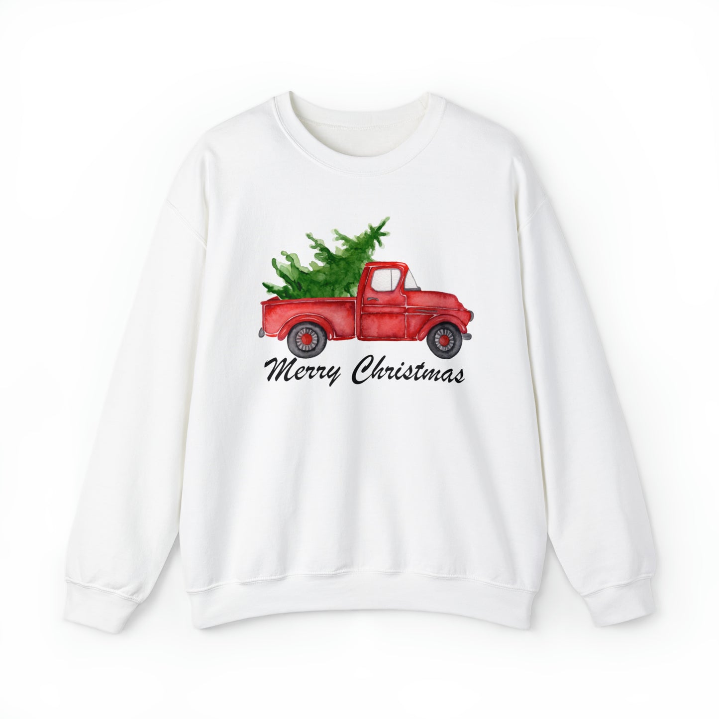 Merry Christmas Red Truck Unisex Heavy Blend Crewneck Sweatshirt