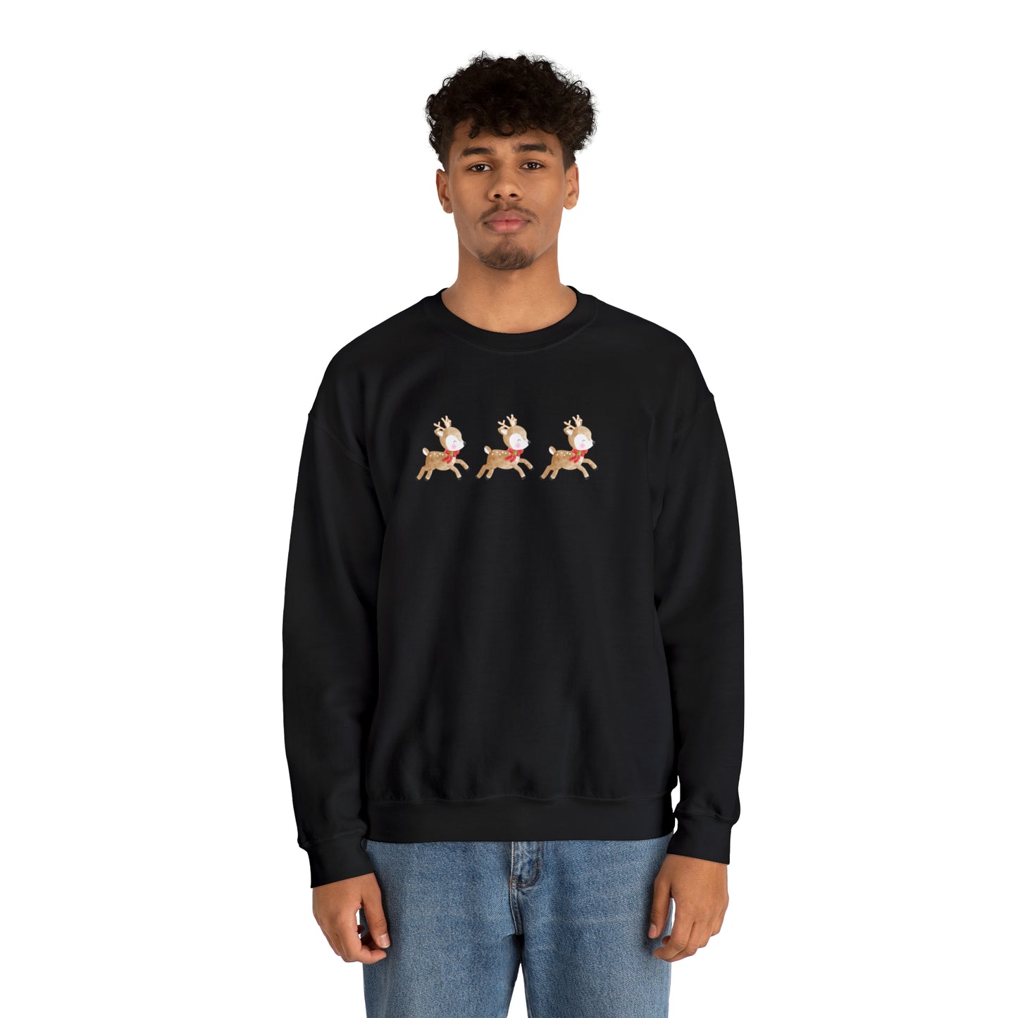 3 Reindeer Flying Unisex Heavy Blend  Crewneck Sweatshirt