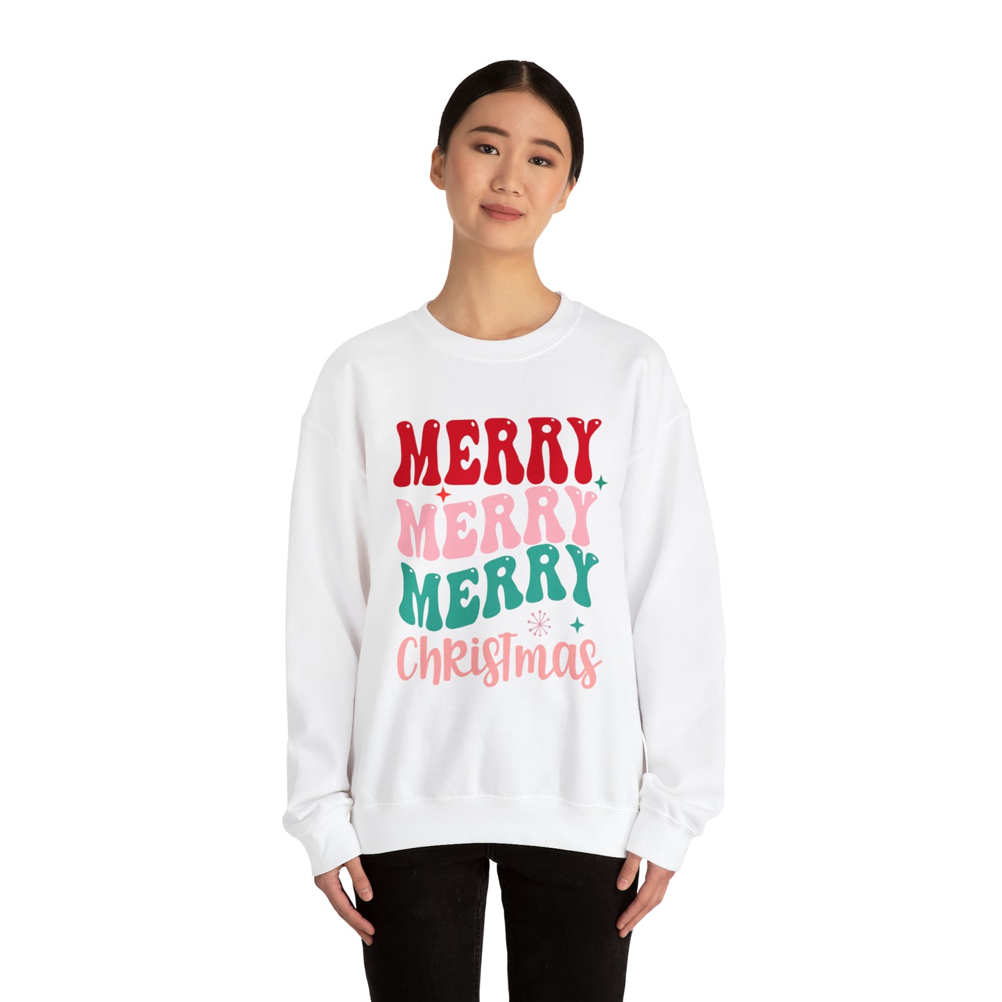 Merry Merry Merry Christmas Unisex Heavy BlendCrewneck Sweatshirt
