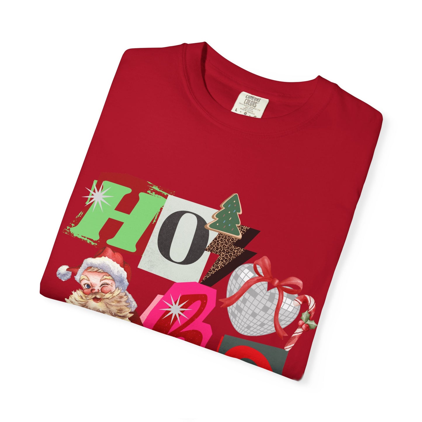Ho Ho Ho Retro Christmas collage comfort colors Unisex T-Shirt | Festive Gift, Christmas Apparel, Santa Design, Casual Wear, Unisex Holiday Tee