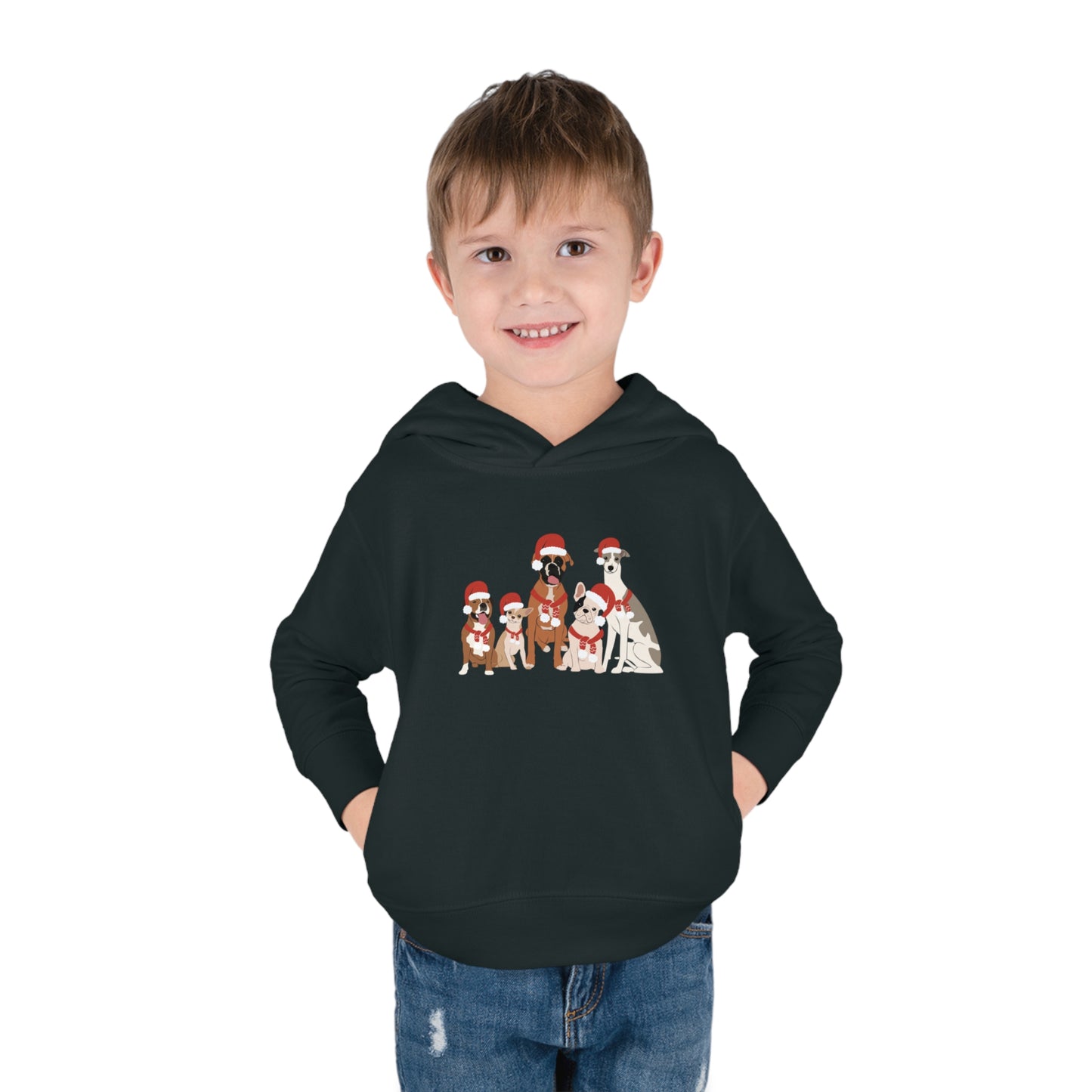 Santa Dogs Toddler Pullover Fleece Hoodie