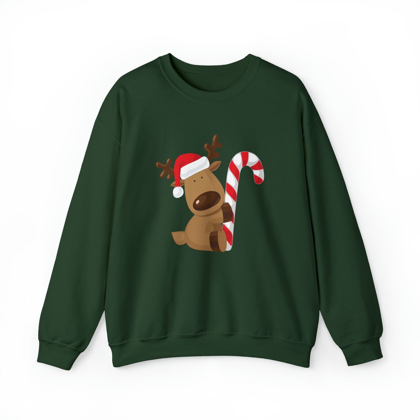 Reindeer Candy Cane Unisex Heavy Blend Crewneck Sweatshirt