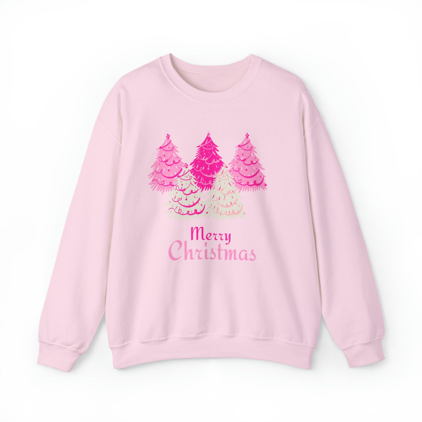 Merry Christmas Pink Trees Unisex Heavy Blend Crewneck Sweatshirt