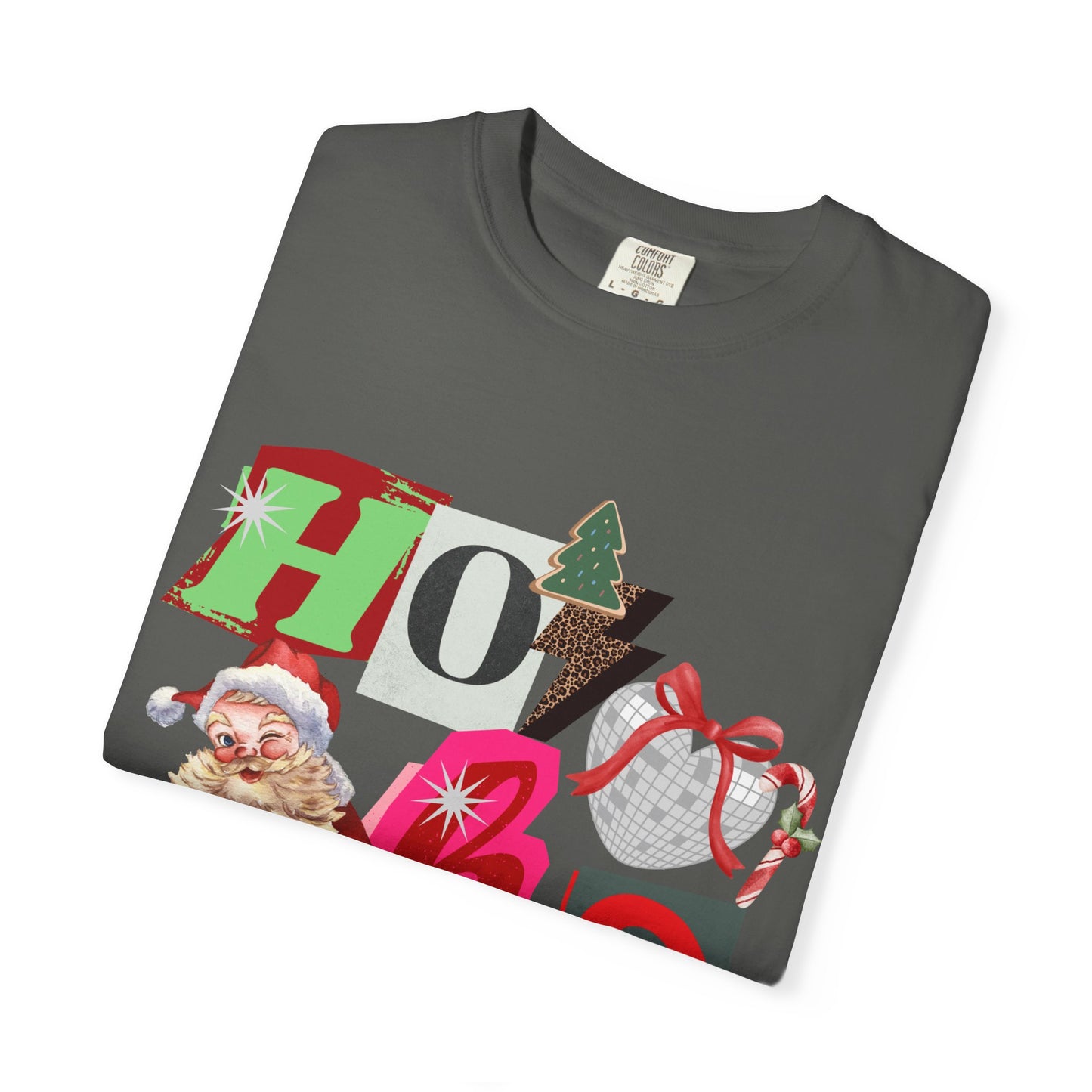 Ho Ho Ho Retro Christmas collage comfort colors Unisex T-Shirt | Festive Gift, Christmas Apparel, Santa Design, Casual Wear, Unisex Holiday Tee