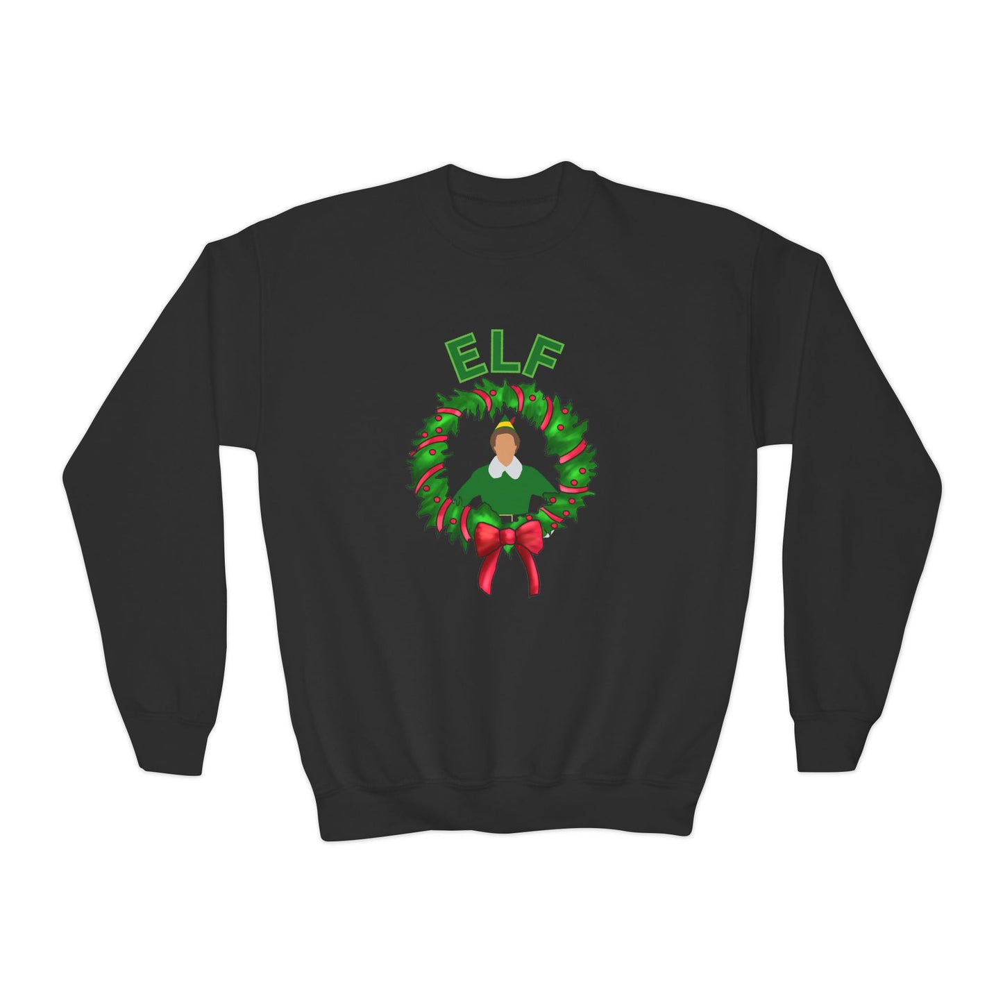 Buddy elf kids Crewneck Sweatshirt - Elf Holiday Comfort, Festive Gift for Kids, Cozy Winter Apparel, Christmas Sweater, Family Gathering Outfit