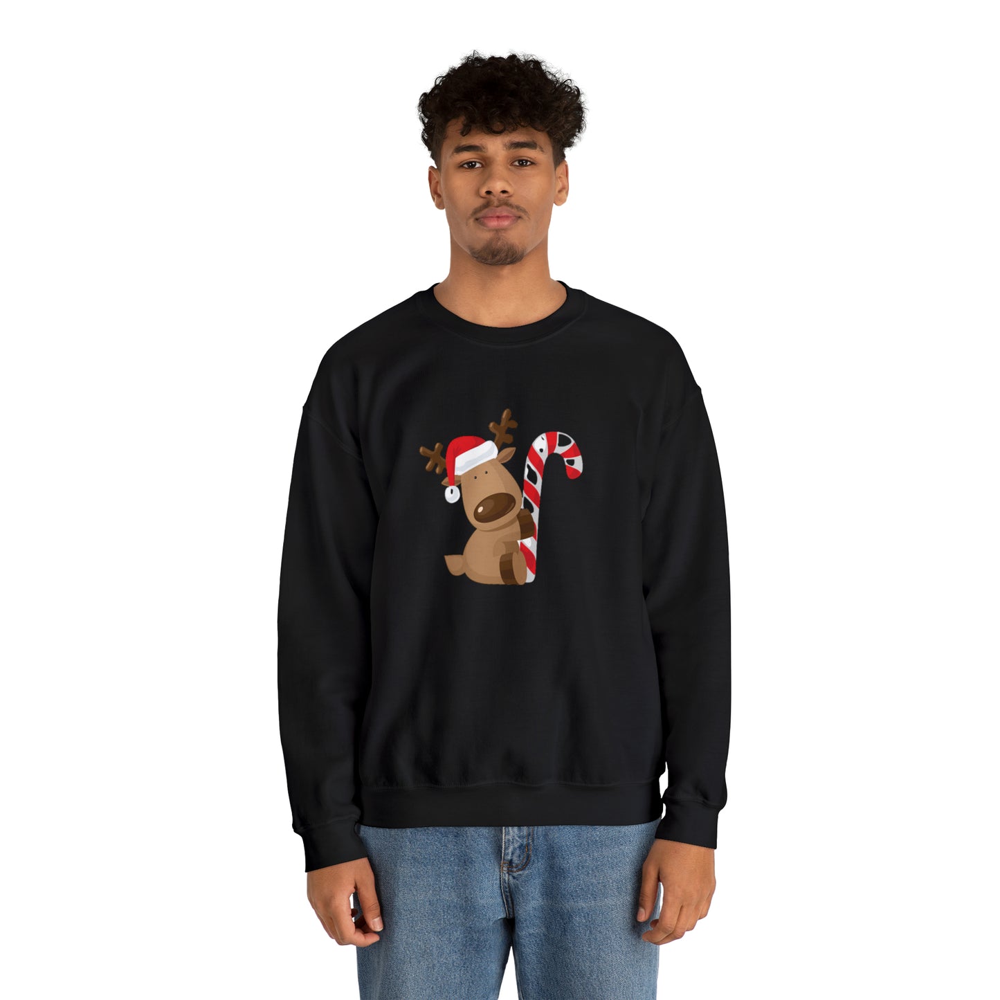 Reindeer Candy Cane Unisex Heavy Blend Crewneck Sweatshirt