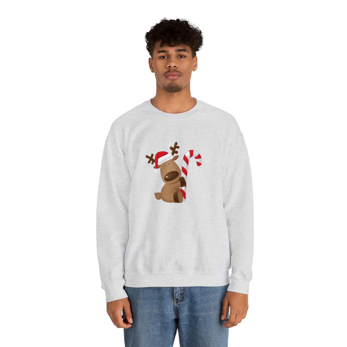 Reindeer Candy Cane Unisex Heavy Blend Crewneck Sweatshirt