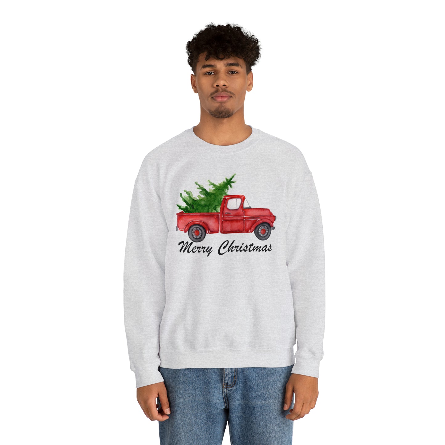 Merry Christmas Red Truck Unisex Heavy Blend Crewneck Sweatshirt