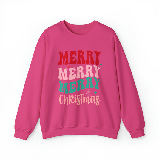 Merry Merry Merry Christmas Unisex Heavy BlendCrewneck Sweatshirt