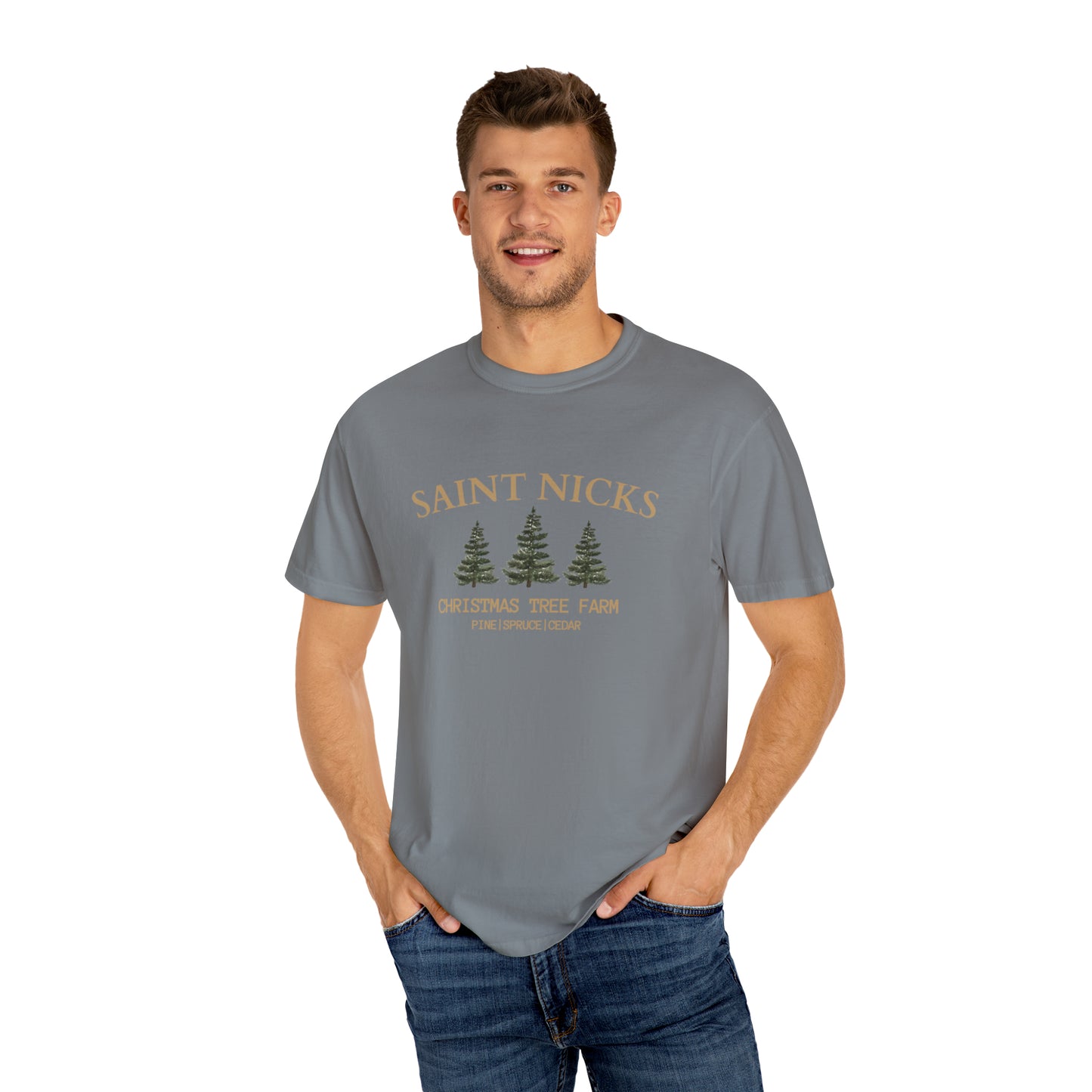 Saint Nicks Christmas Trees Unisex Garment-Dyed T-shirt