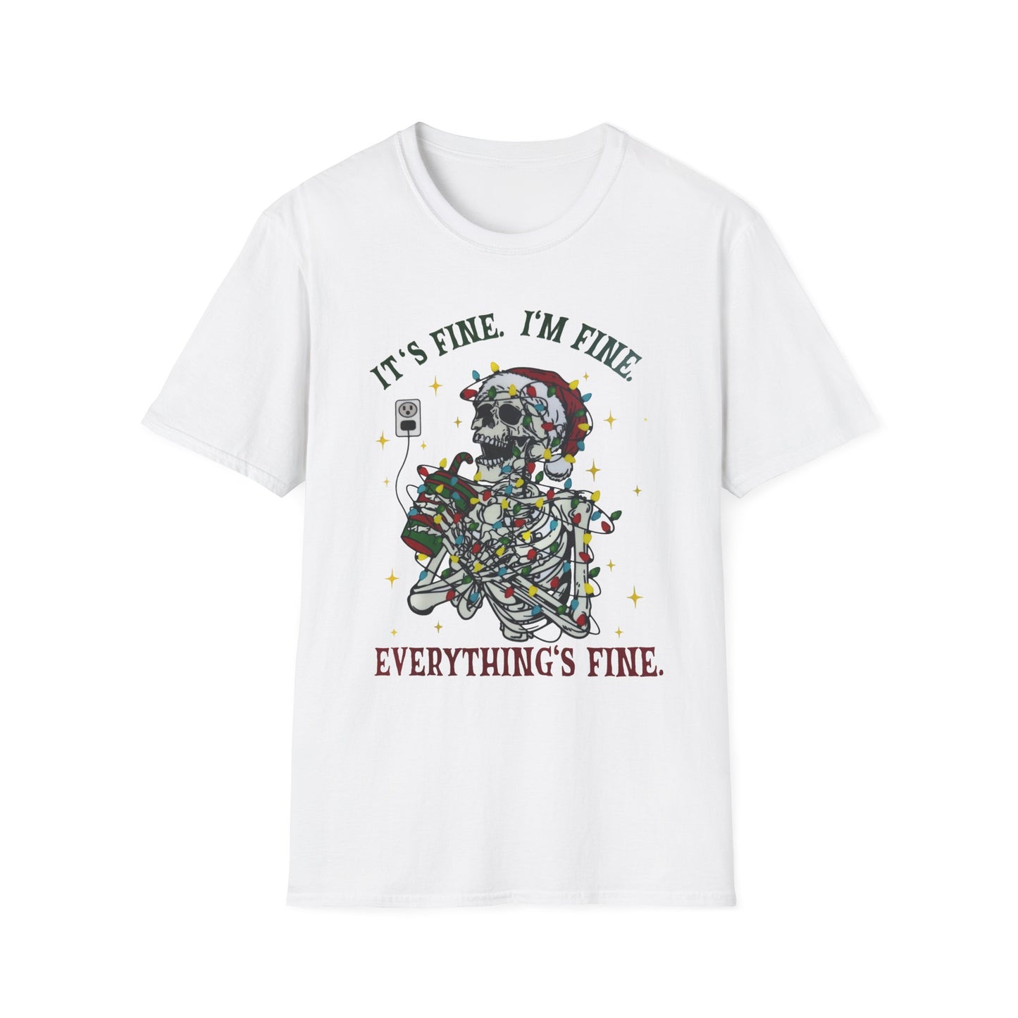 Unisex Skeleton Tee: It's Fine, I'm Fine, Perfect for Halloween, Casual Wear, Gifts for Friends, Fun Statement Shirt, Daily Comfort Wear