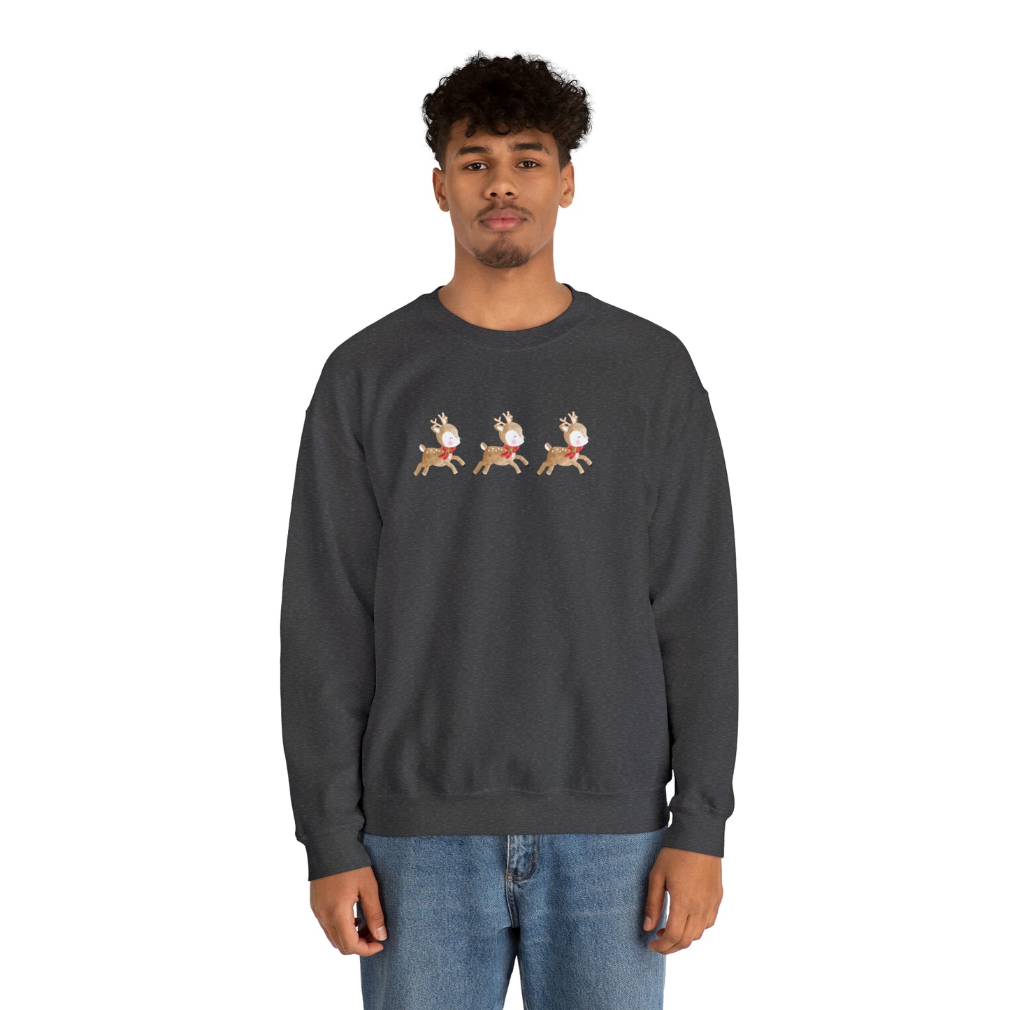 3 Reindeer Flying Unisex Heavy Blend  Crewneck Sweatshirt