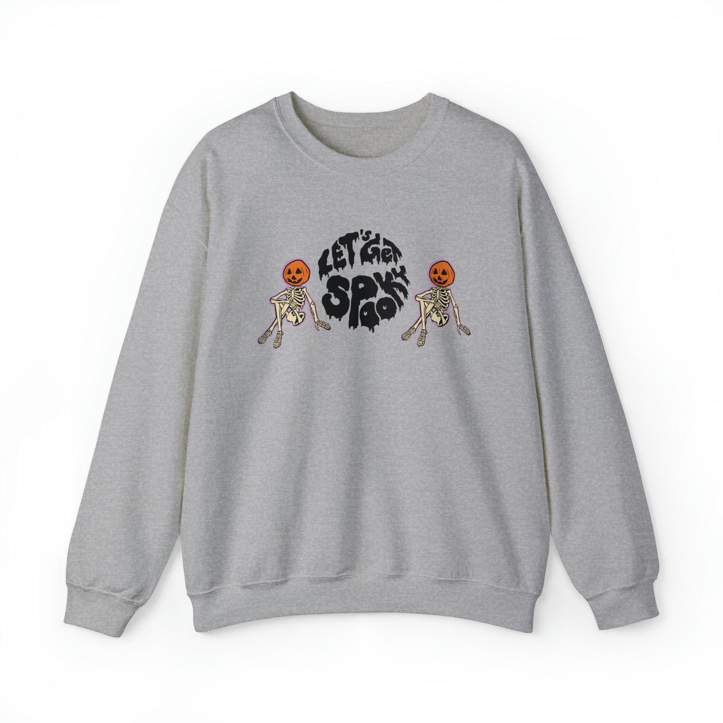 Lets Get Spook Skeleton Pumpkins Unisex Heavy Blend Crewneck Sweatshirt