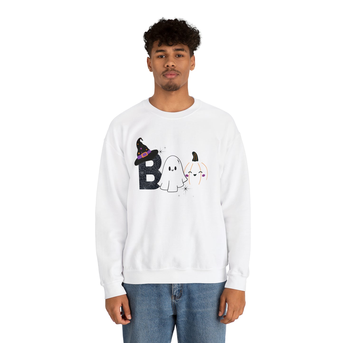 Boo Ghost And Pumpkins Unisex Heavy Blend Crewneck Sweatshirt
