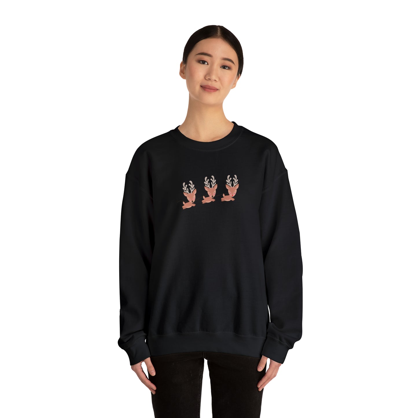 Flying Cute Reindeer Unisex Heavy Blend  Crewneck Sweatshirt
