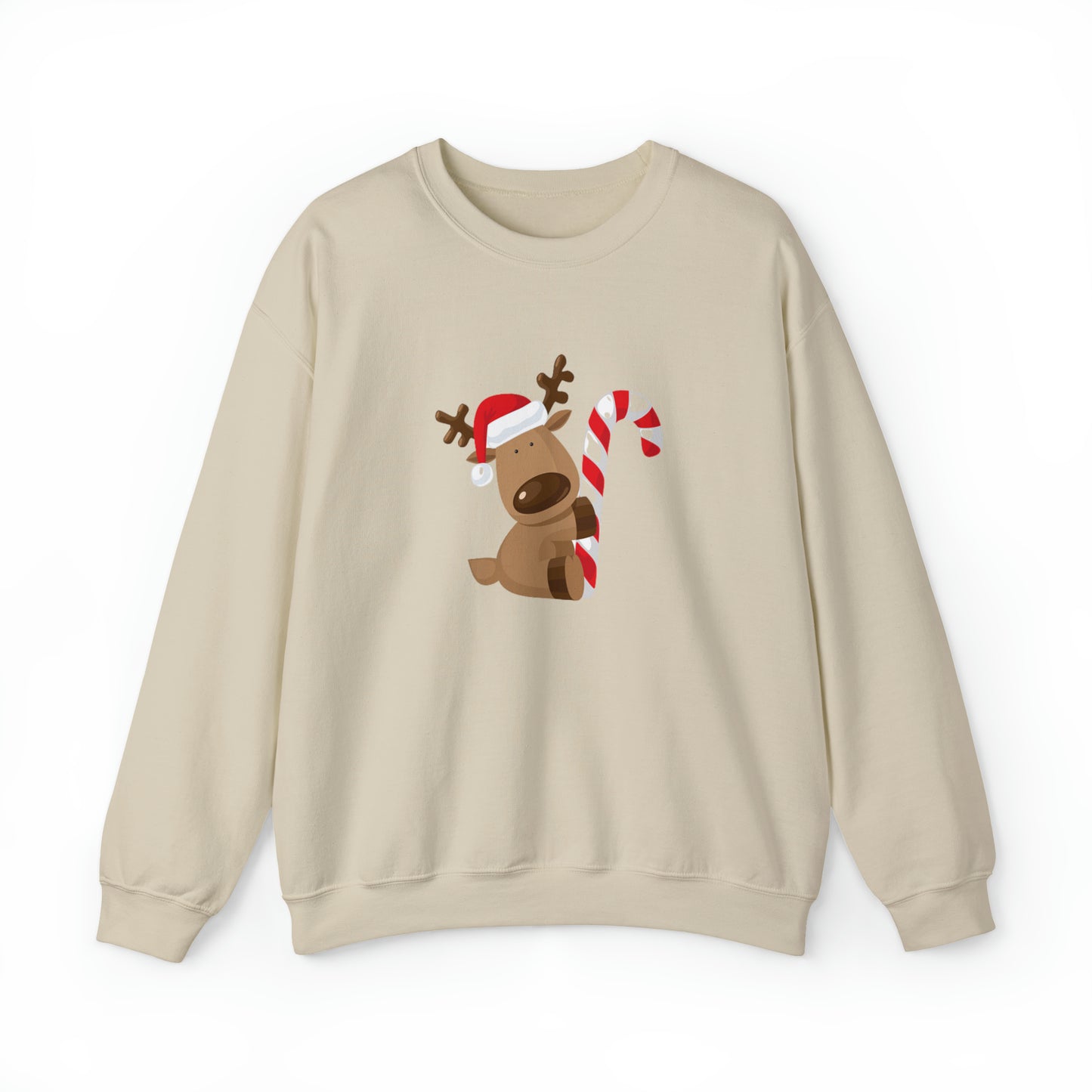 Reindeer Candy Cane Unisex Heavy Blend Crewneck Sweatshirt