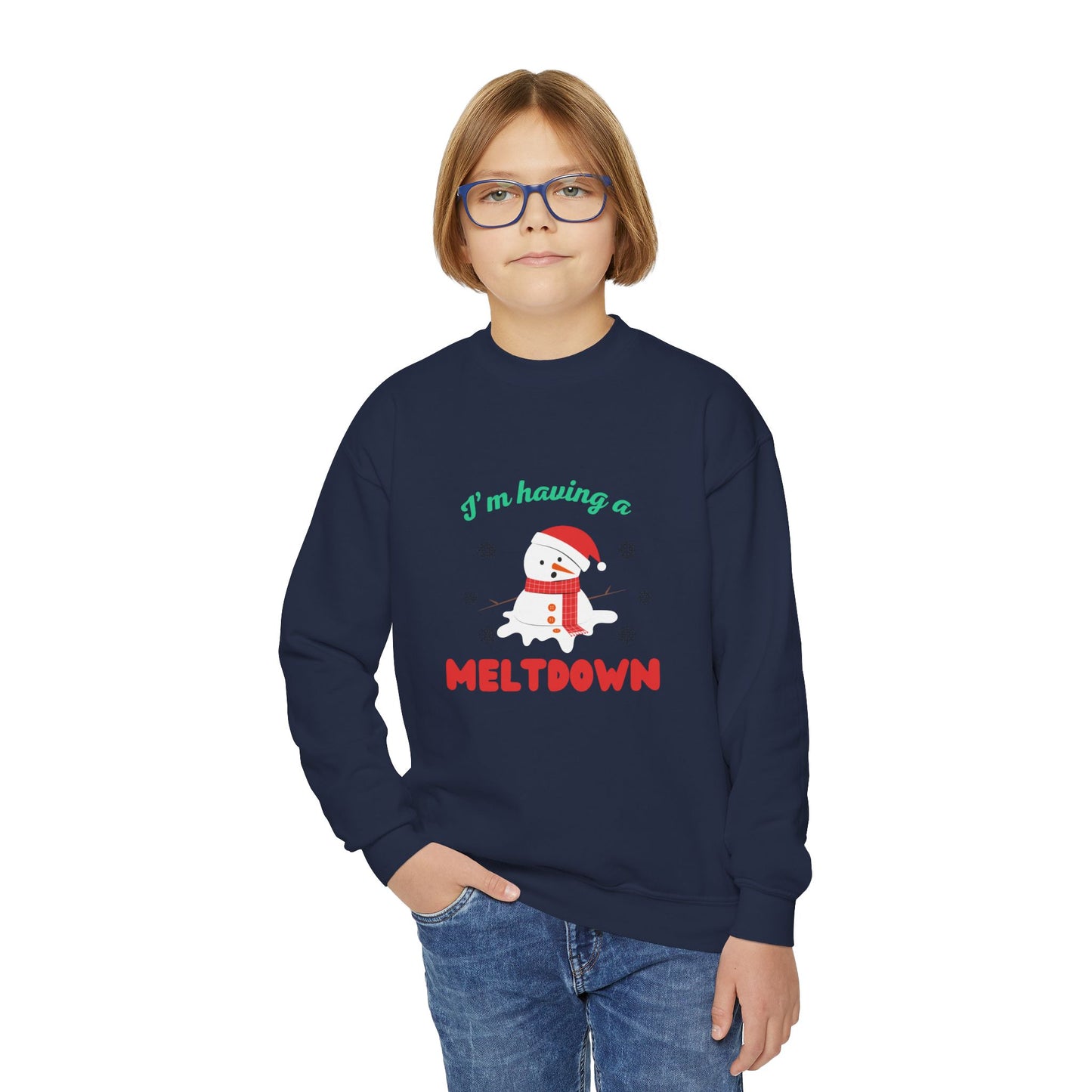I’m having a melt down kids Holiday Sweatshirt, Fun Christmas Gift, Kids Sweater, Festive Crewneck, Winter Comfort Wear, Humorous Holiday Apparel