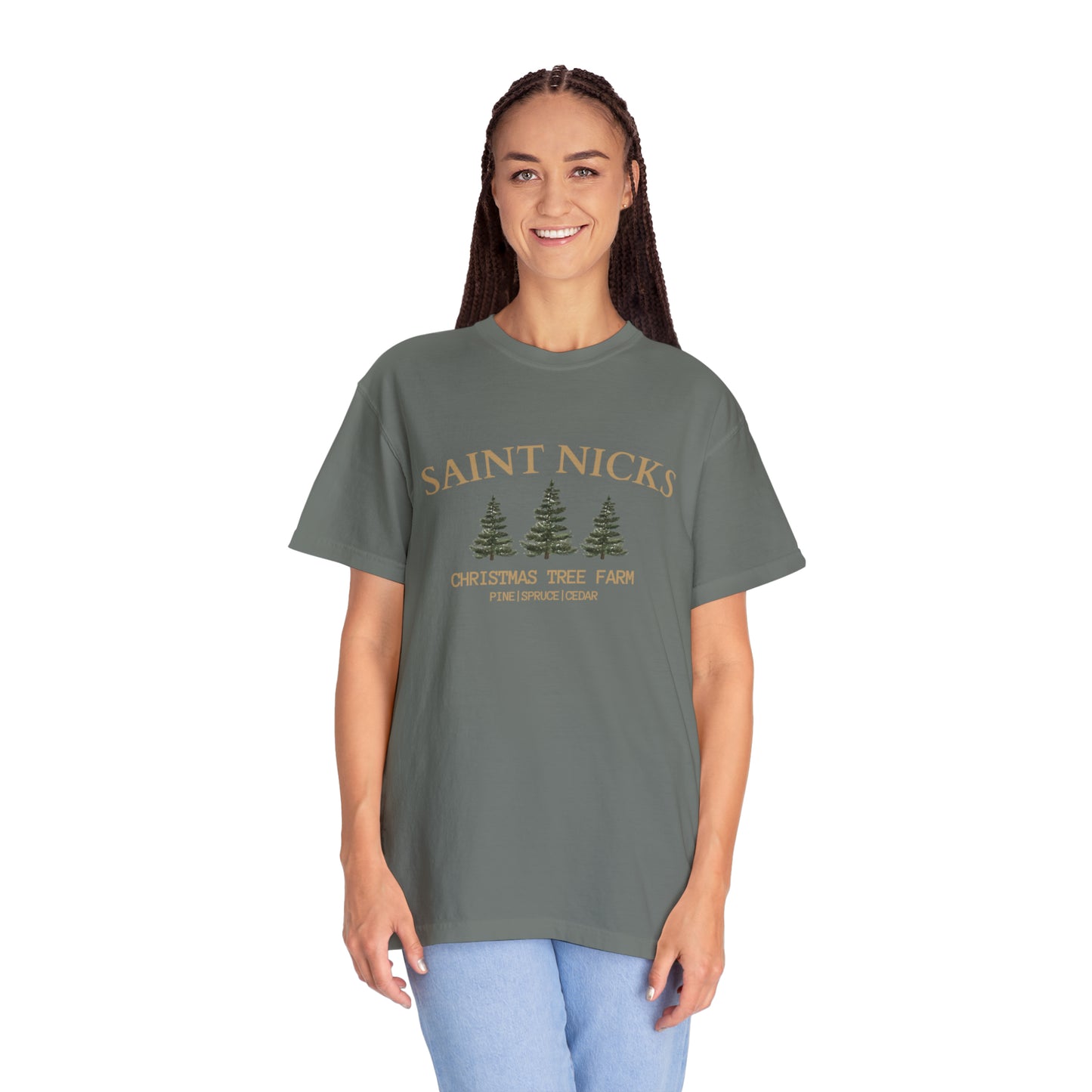 Saint Nicks Christmas Trees Unisex Garment-Dyed T-shirt