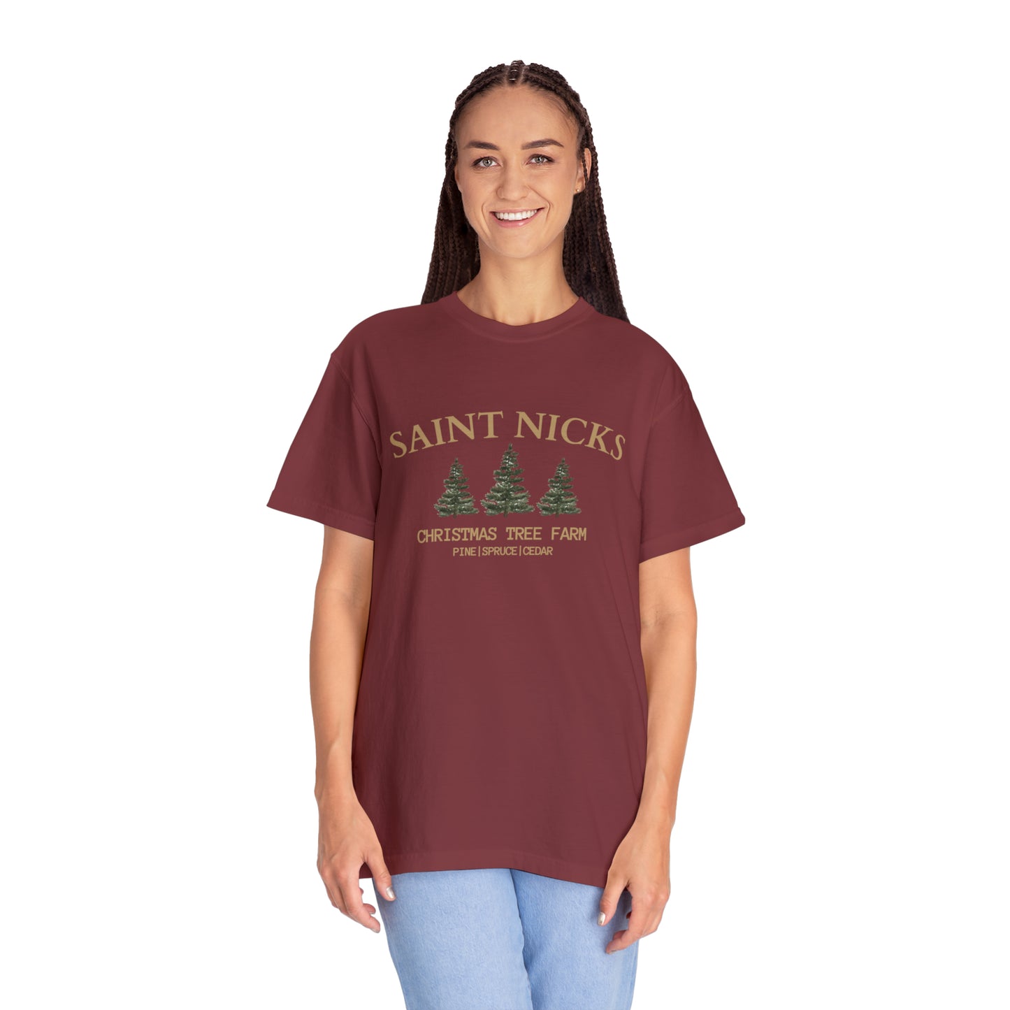 Saint Nicks Christmas Trees Unisex Garment-Dyed T-shirt