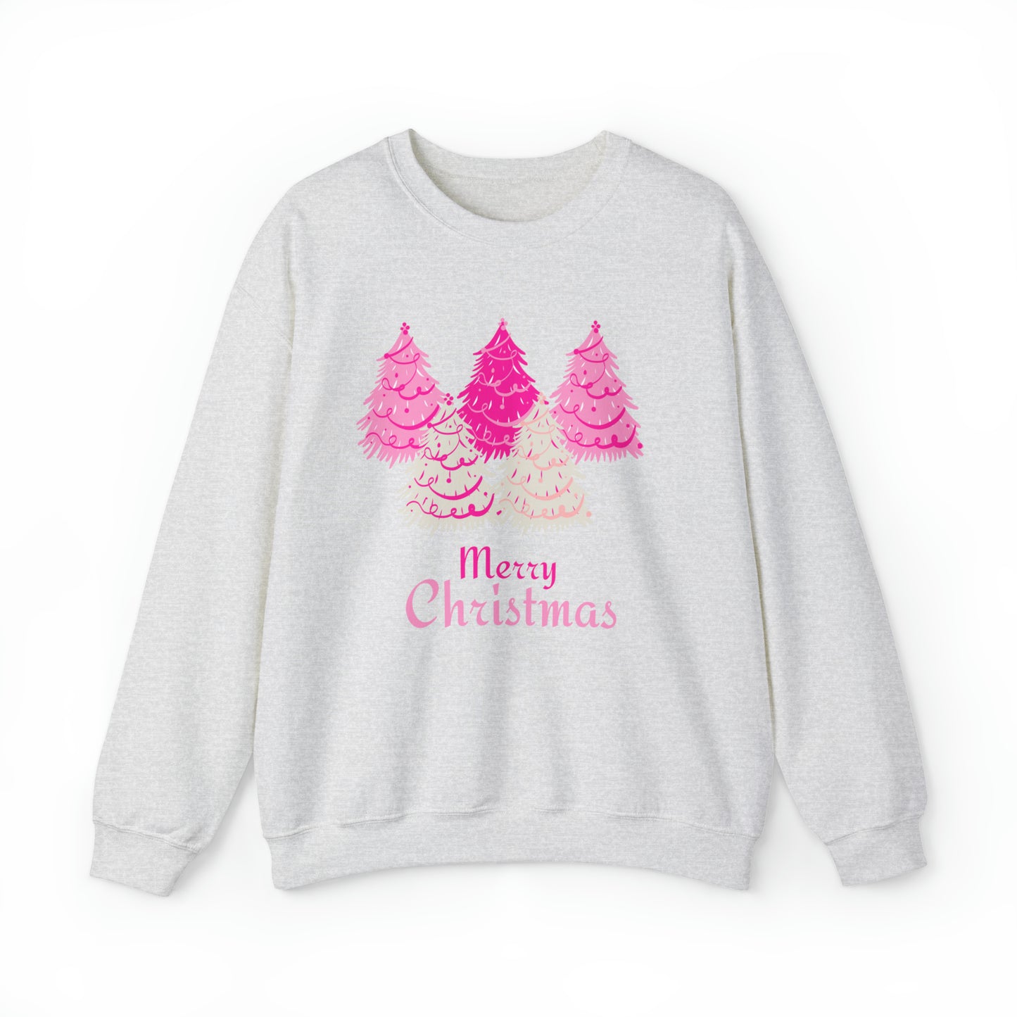 Merry Christmas Pink Trees Unisex Heavy Blend Crewneck Sweatshirt