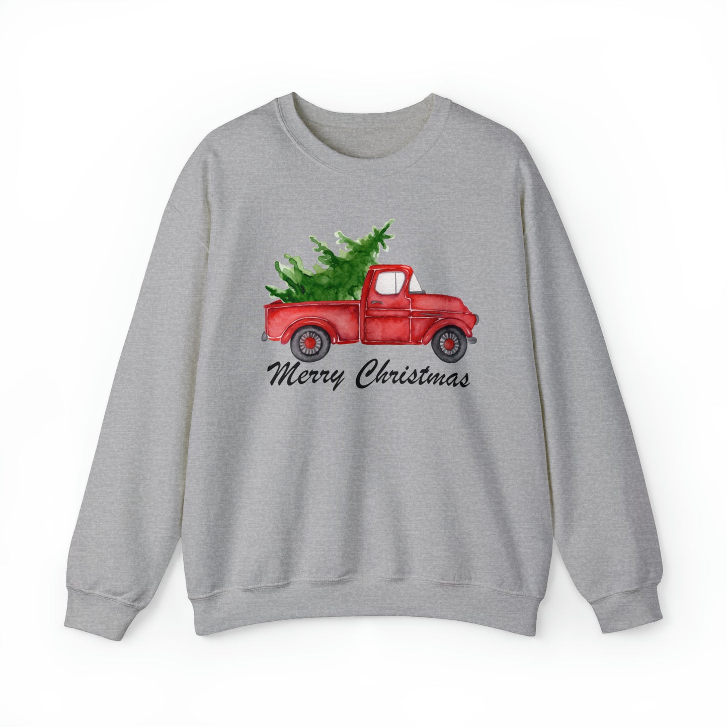 Merry Christmas Red Truck Unisex Heavy Blend Crewneck Sweatshirt