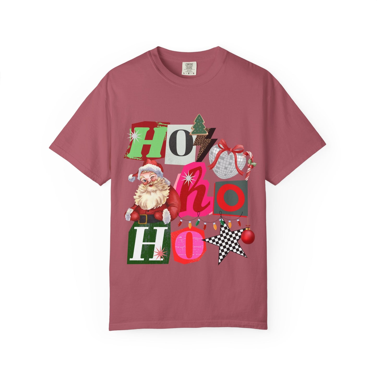 Ho Ho Ho Retro Christmas collage comfort colors Unisex T-Shirt | Festive Gift, Christmas Apparel, Santa Design, Casual Wear, Unisex Holiday Tee