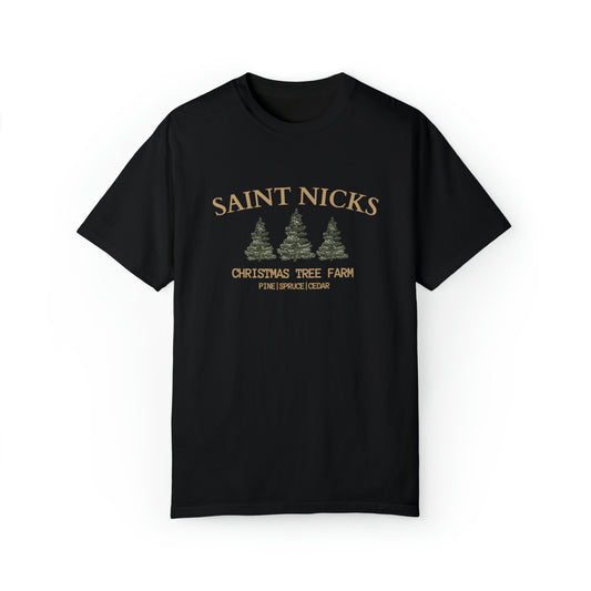 Saint Nicks Christmas Trees Unisex Garment-Dyed T-shirt