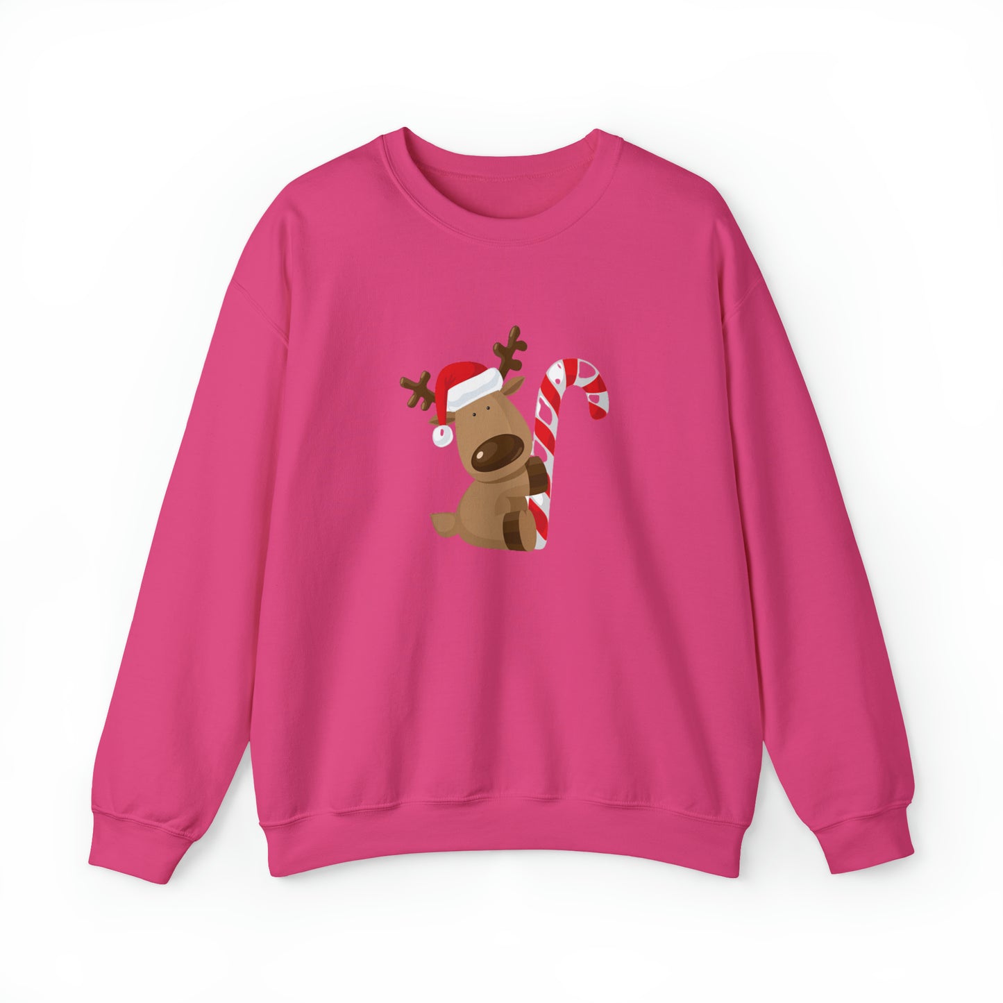 Reindeer Candy Cane Unisex Heavy Blend Crewneck Sweatshirt