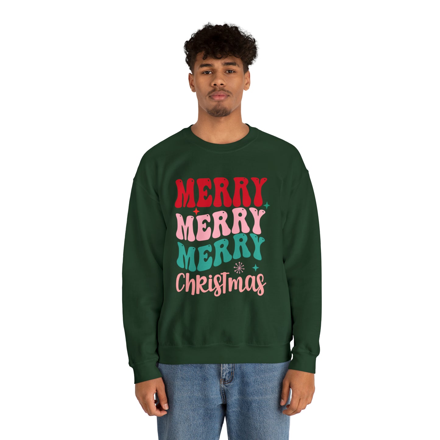 Merry Merry Merry Christmas Unisex Heavy BlendCrewneck Sweatshirt