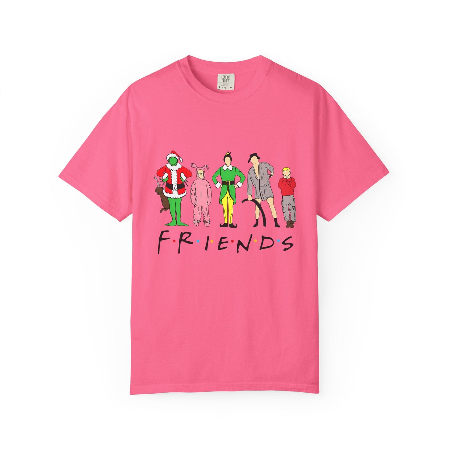 Friends Character Holiday T-shirt | Unisex Christmas Apparel, Gift for Friends Lovers, Casual Outfit, Seasonal Wear, Fan Merchandise